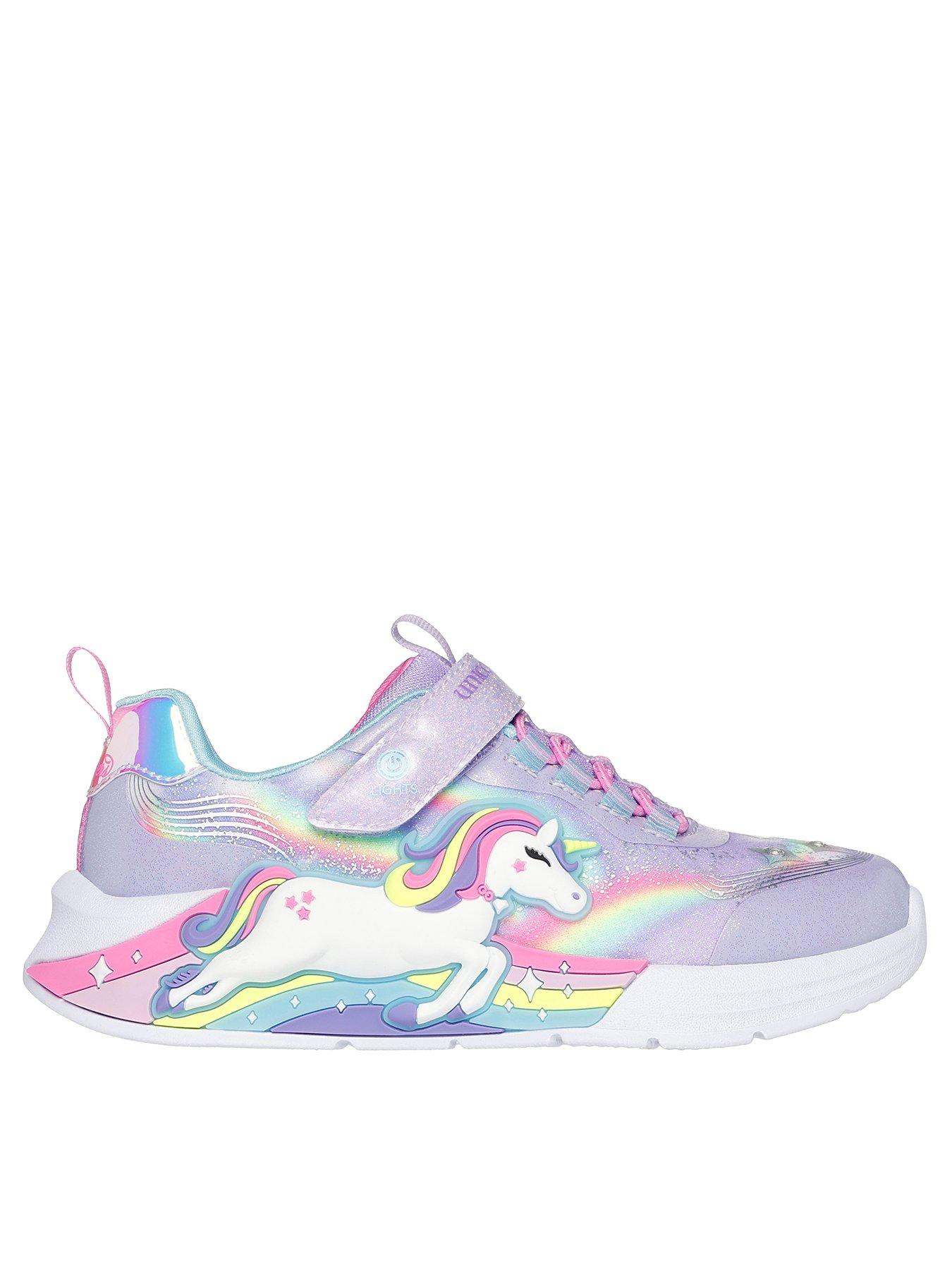 Skechers Girls Unicorn Chaser Lighted Rainbow Glitter Trainer Very