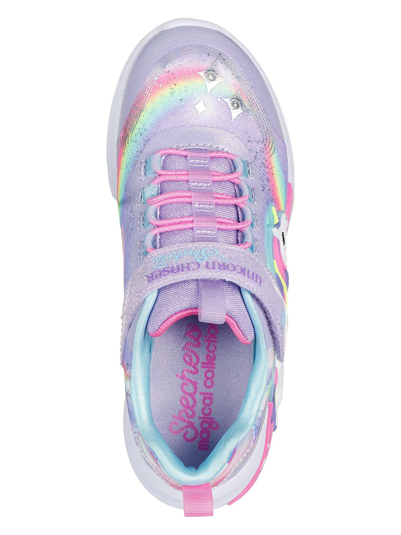 Skechers Girls Unicorn Chaser Lighted Rainbow Glitter Trainer Very