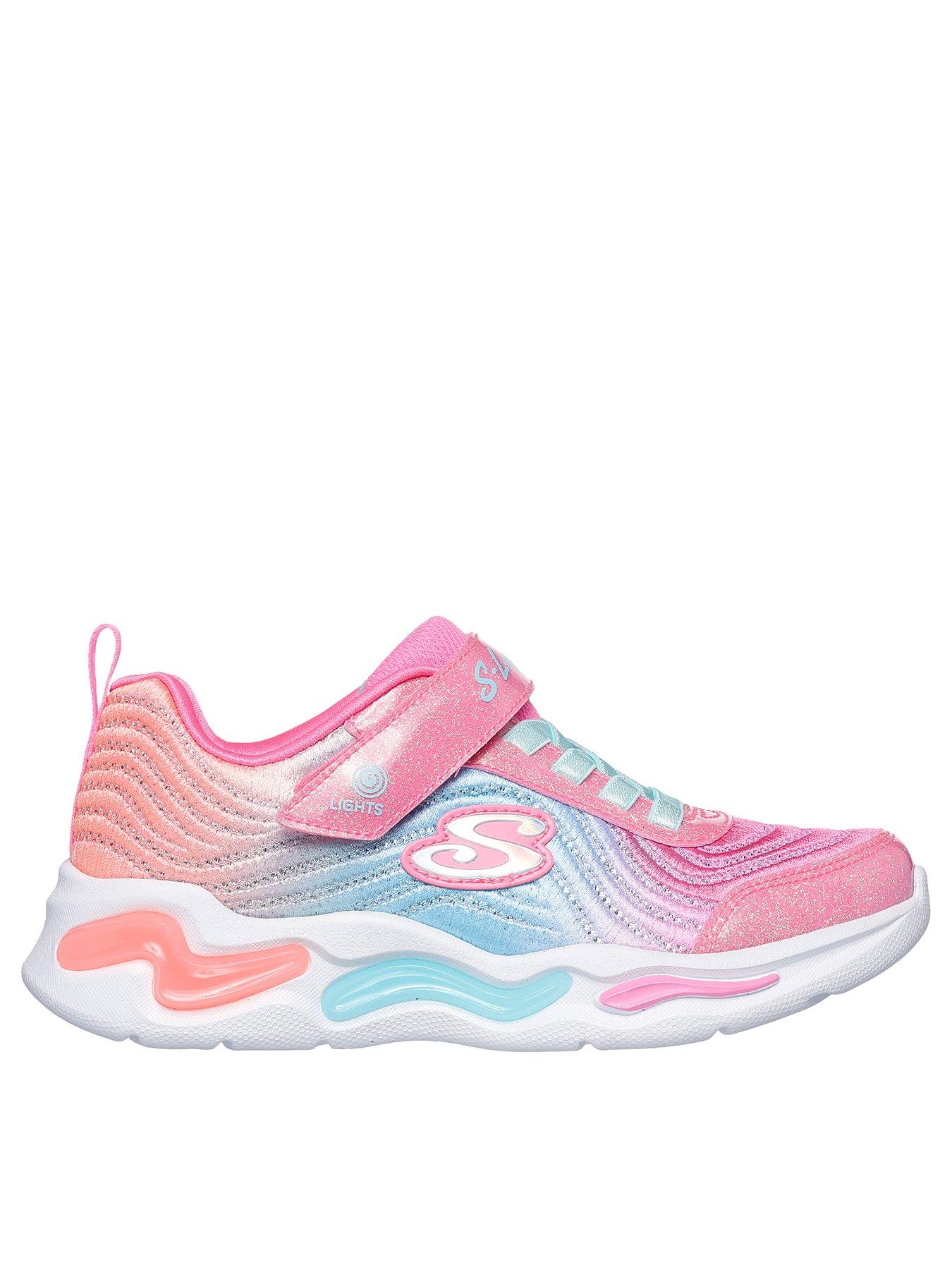 undefined Girls Wavy Beams Lighted Embossed Sparkle Trainer