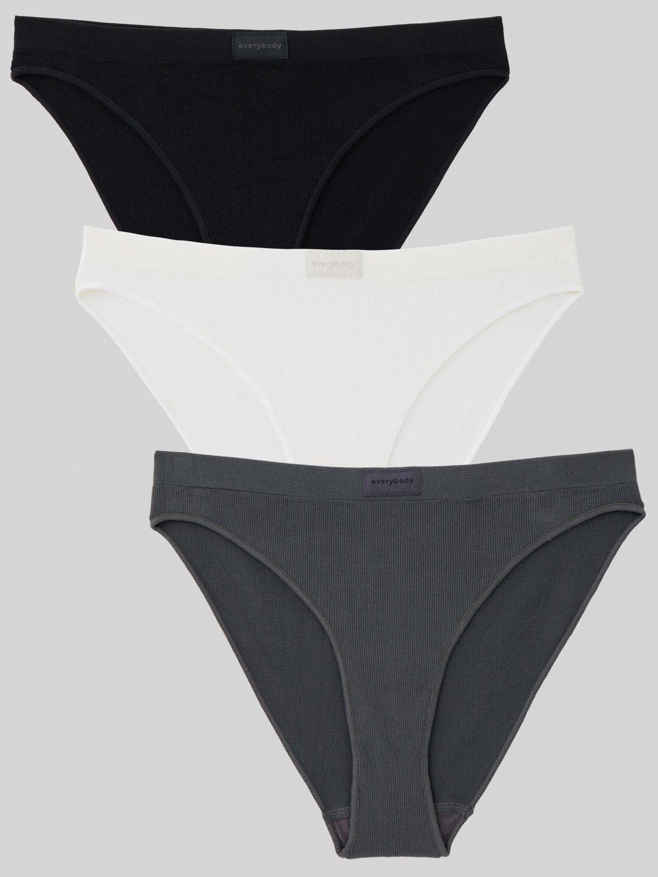 undefined 3pk Embroidered Bikini Briefs - Black/White/Grey