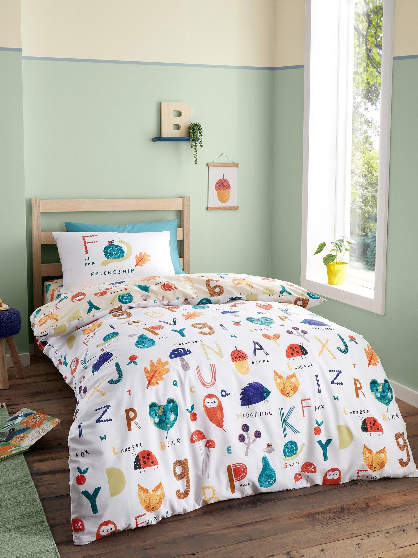 Product photograph of Catherine Lansfield Woodland Alphabet Duvet Cover Set from very.co.uk