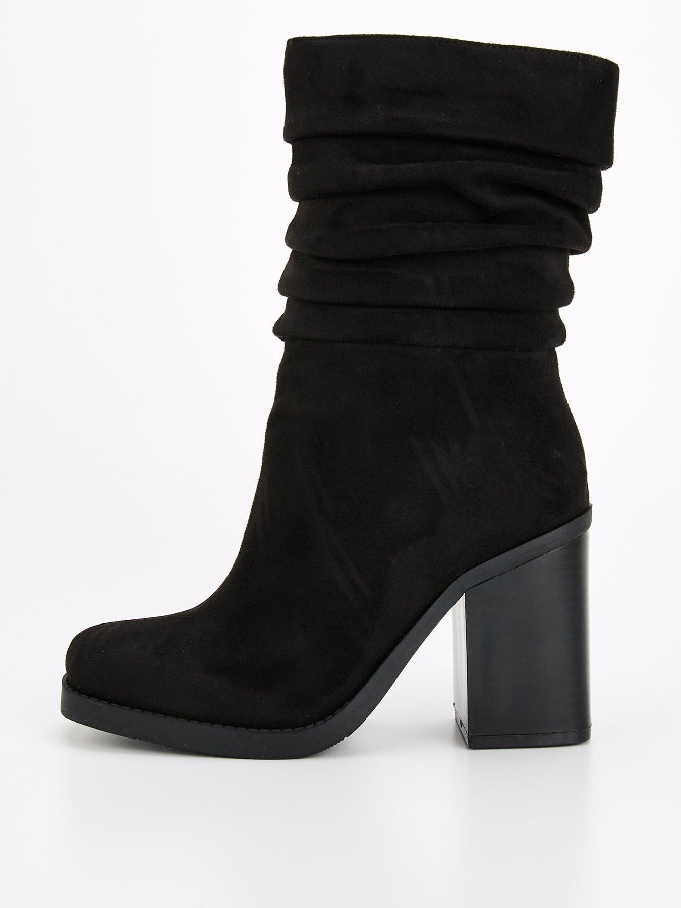 Black slouch calf boots hotsell