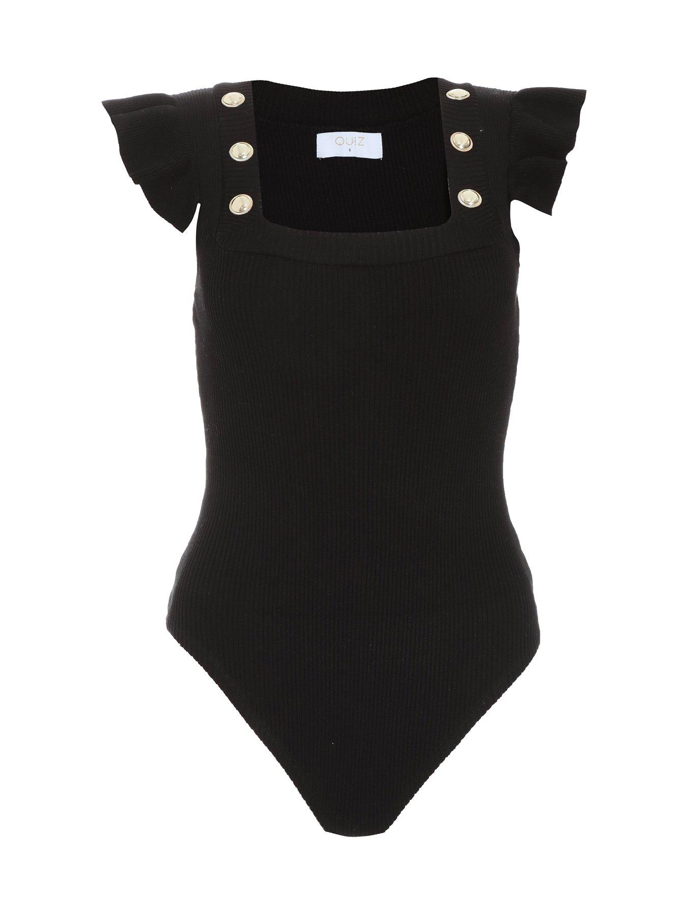 Black frill bodysuit sales