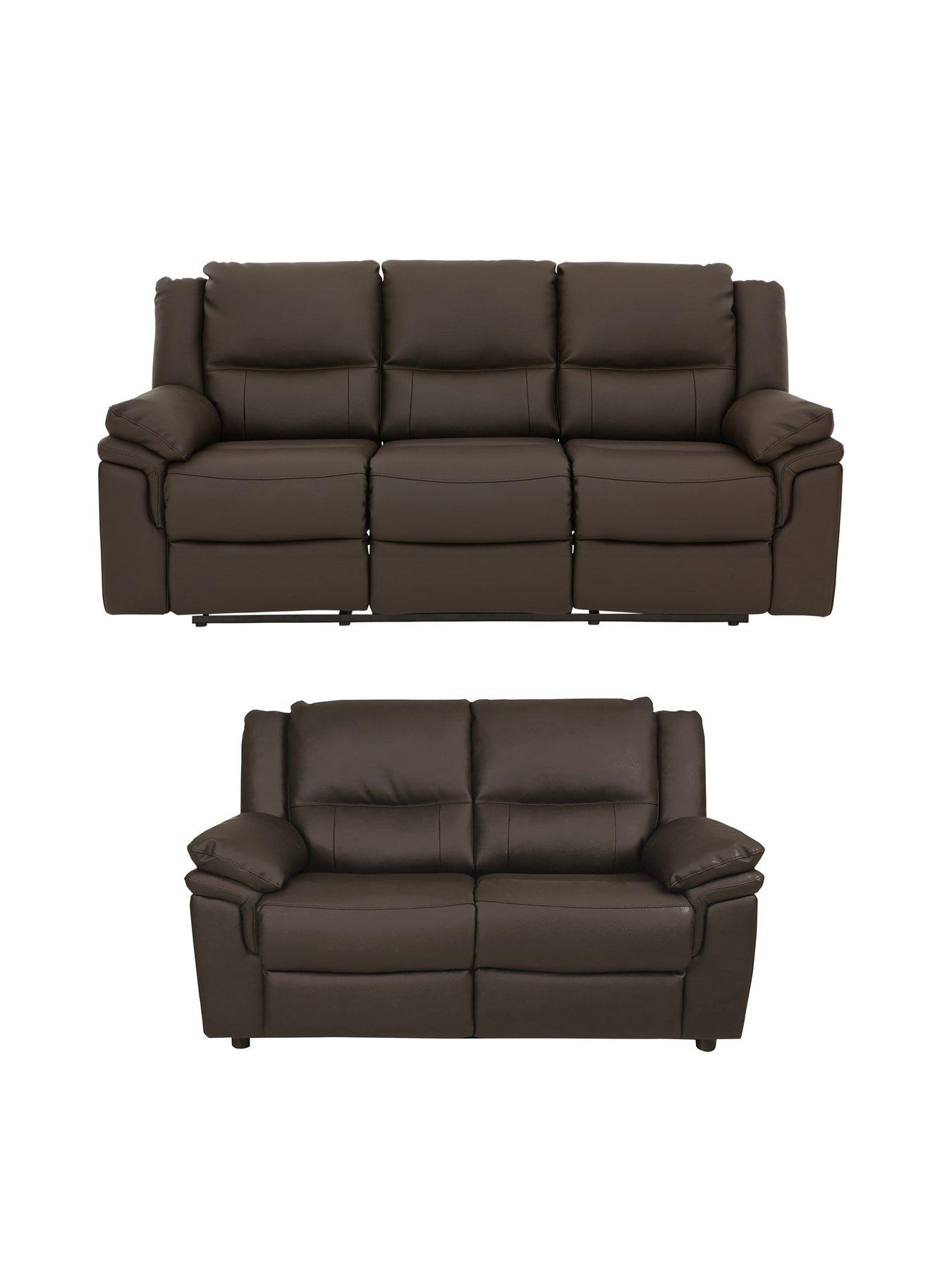 Very Home Albion Luxury Faux Leather 3 + 2 Seater Manual Recliner Sofas