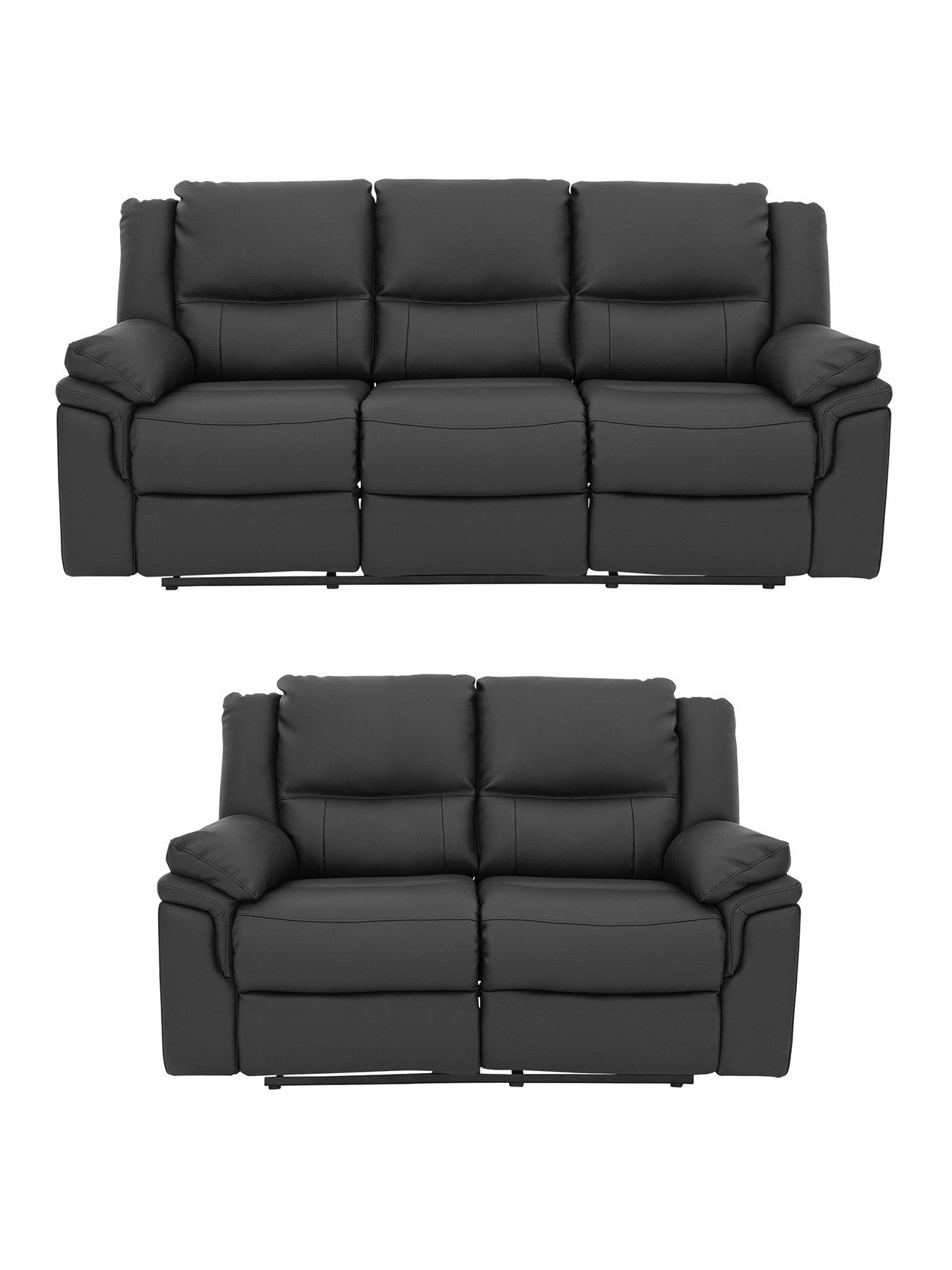 Product photograph of Albion Leather 3 2 Seater Manual Recliner Sofa from very.co.uk