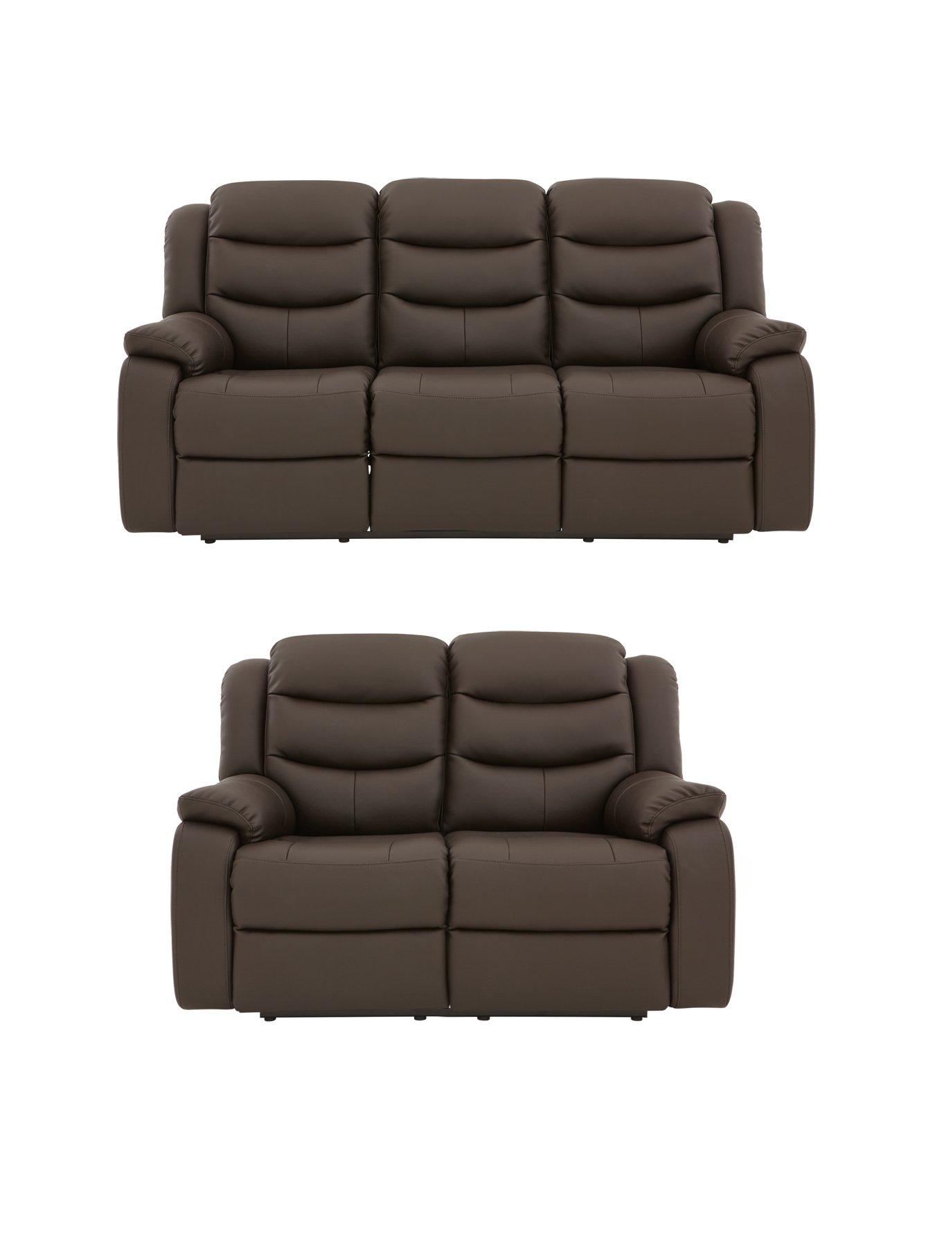 undefined RothburyLuxury Faux Leather 3 + 2 Seater Manual Recliner Sofas