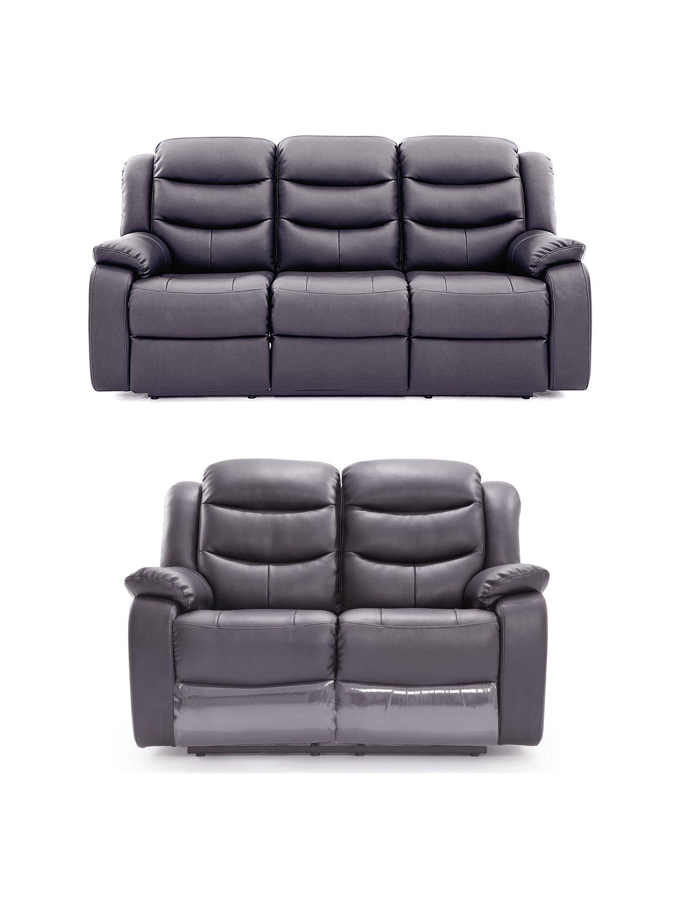 undefined RothburyLuxury Faux Leather 3 + 2 Seater Manual Recliner Sofas