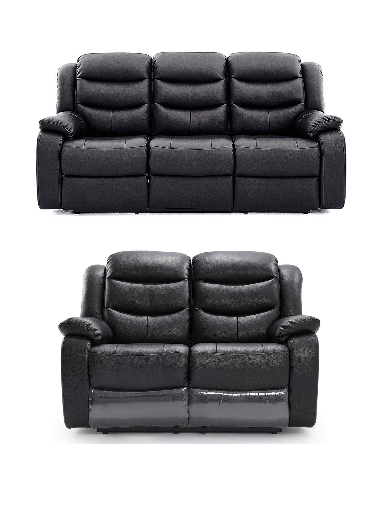 Product photograph of Rothbury Leather 3 2 Seater Manual Recliner Sofa from very.co.uk