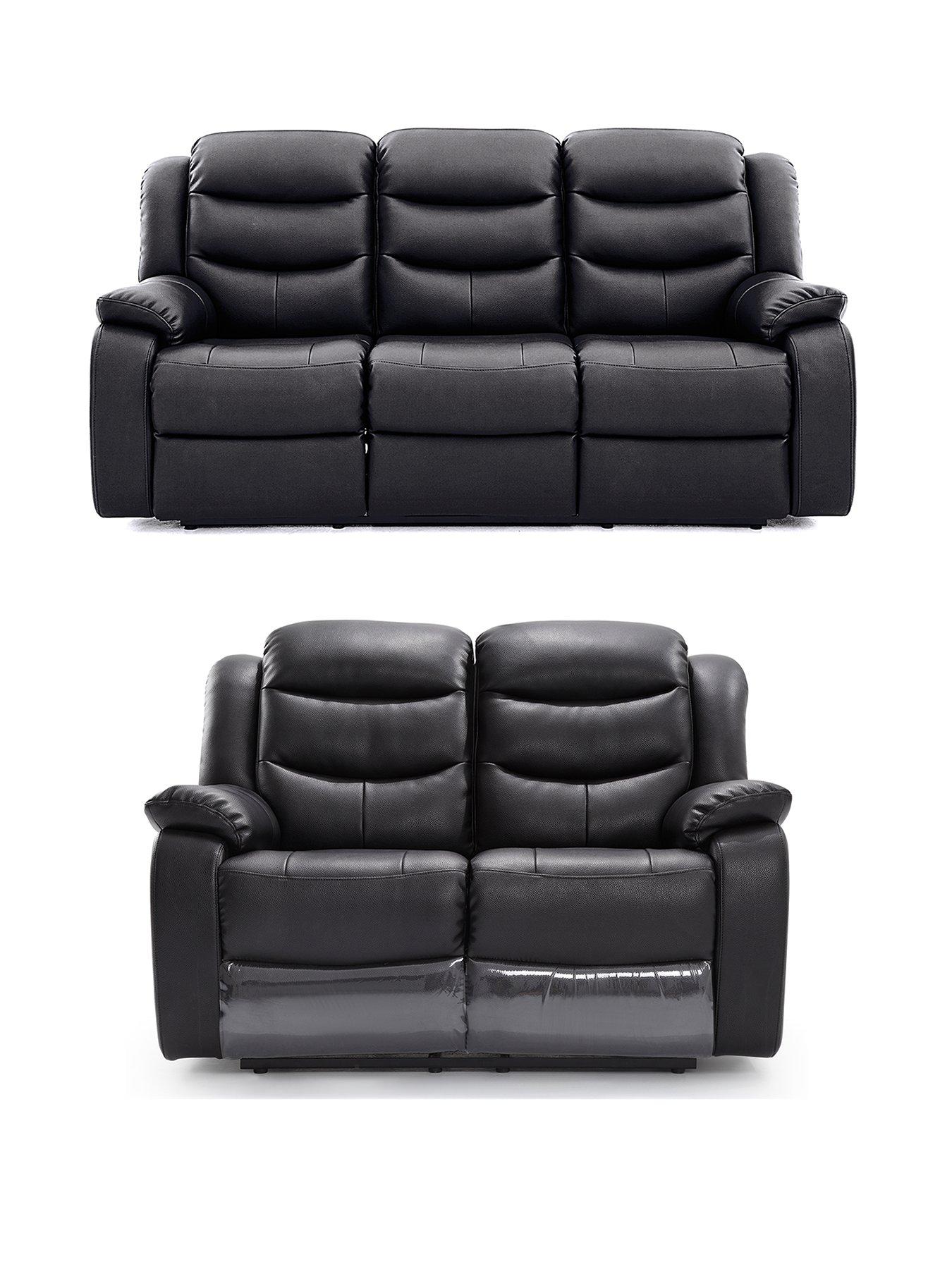 undefined RothburyLuxury Faux Leather 3 + 2 Seater Manual Recliner Sofas