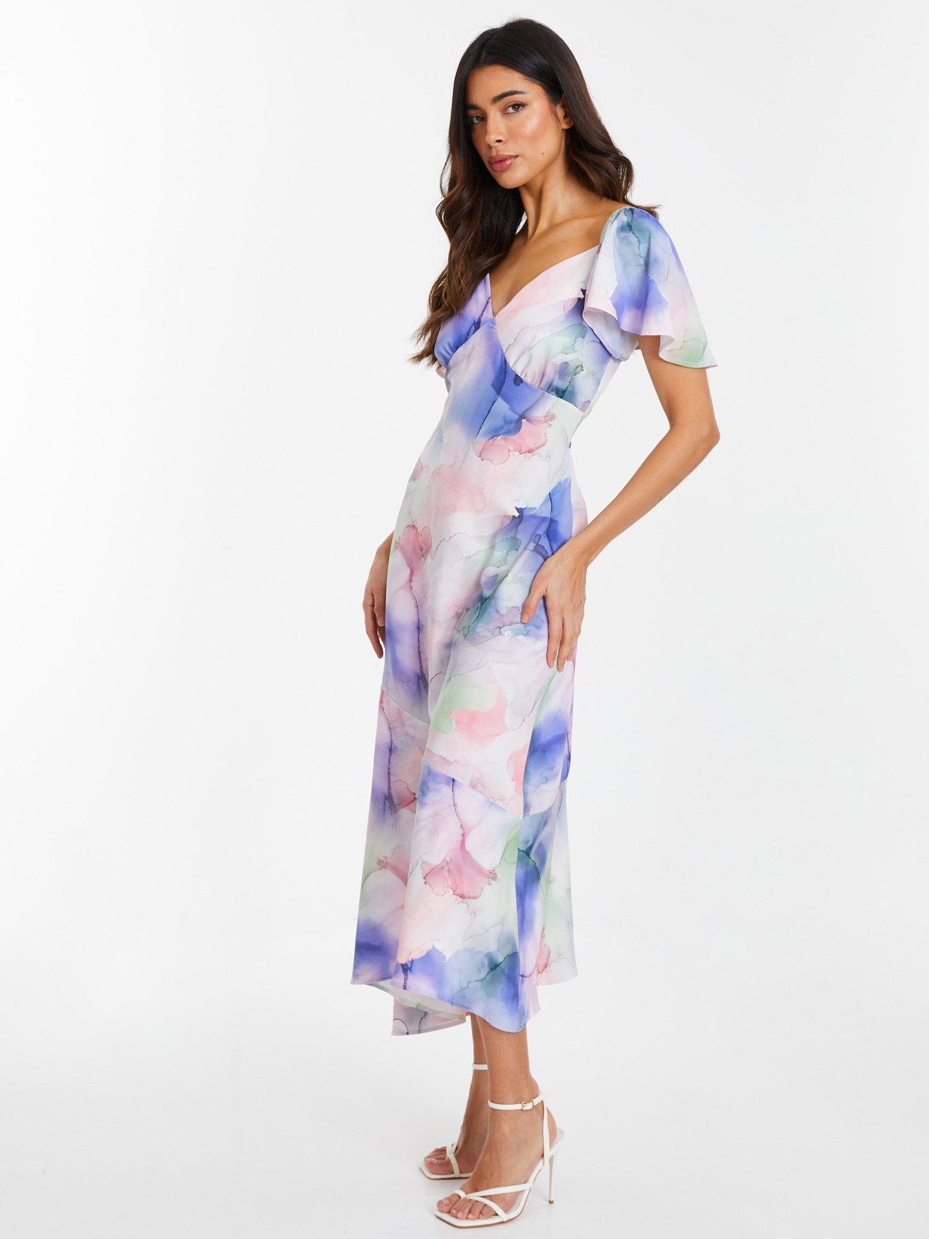 Quiz Blue Abstract Print Midaxi Dress | Very.co.uk