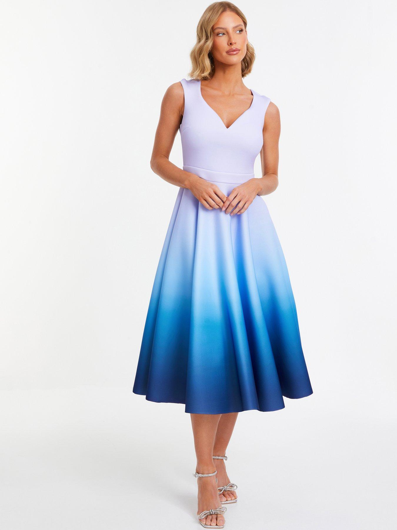 Quiz Blue Ombre Midi Skater Dress Very