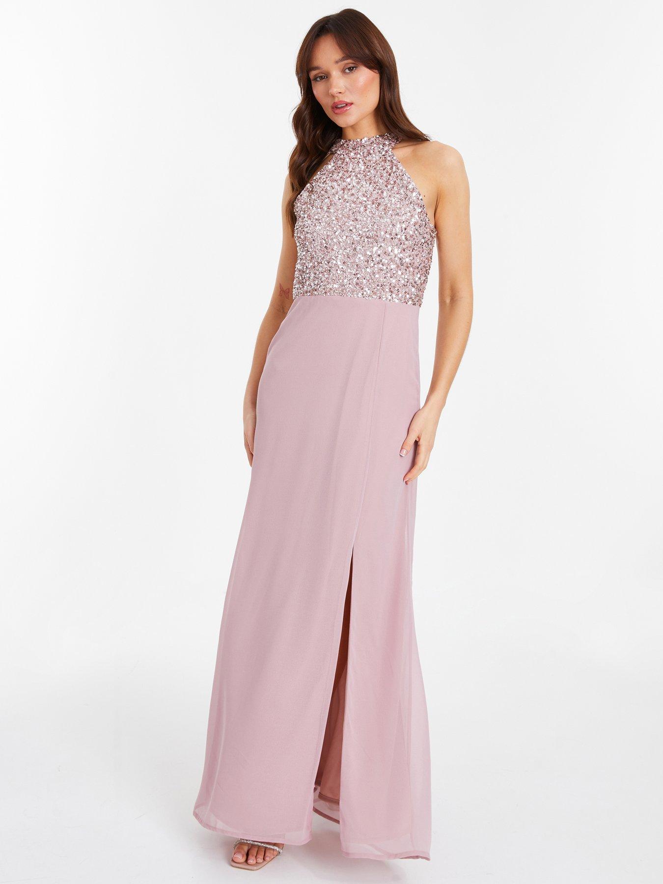 Quiz raspberry chiffon embellished maxi dress best sale