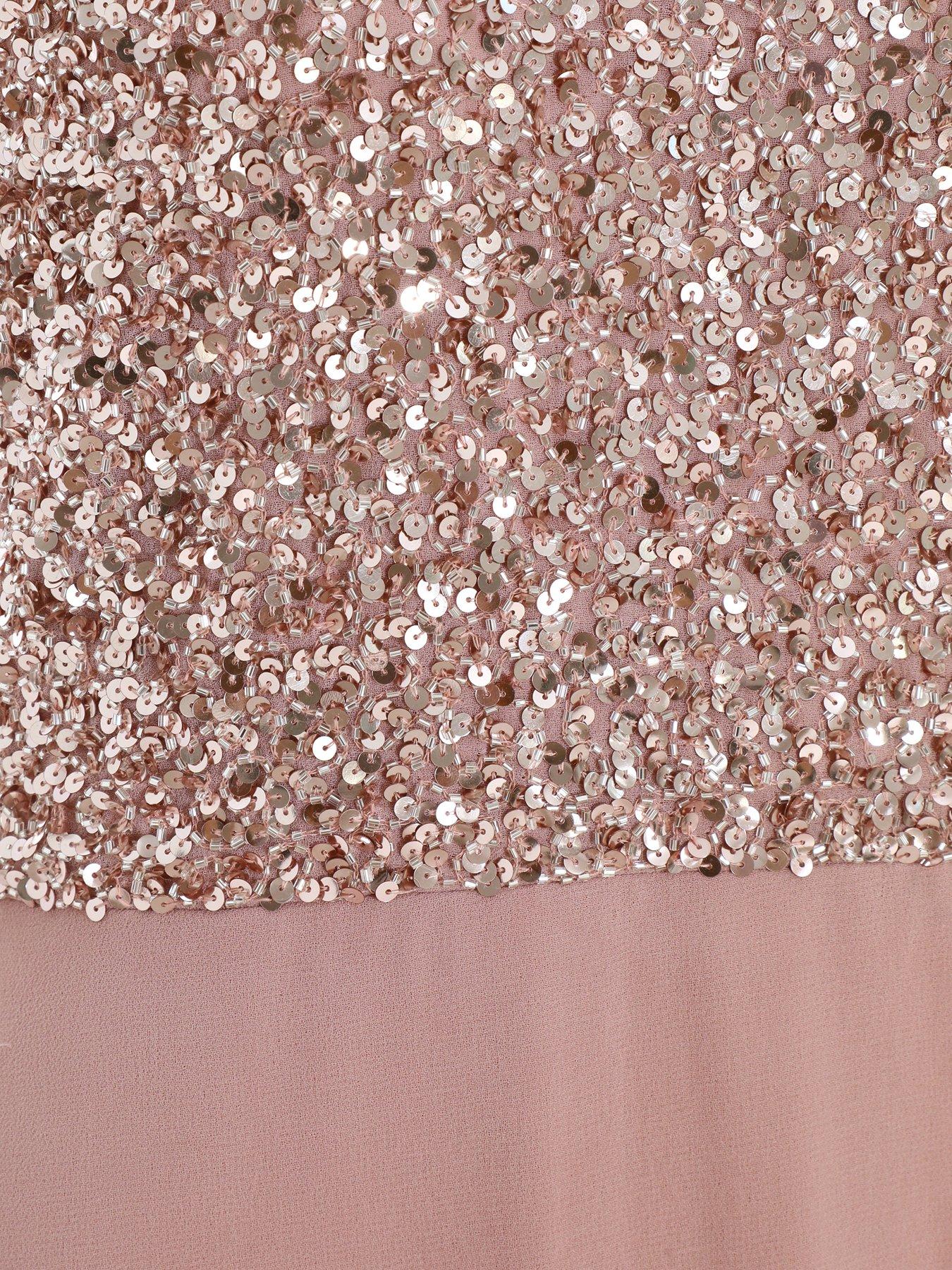 Quiz Pink Embellished Chiffon Maxi Dress Very