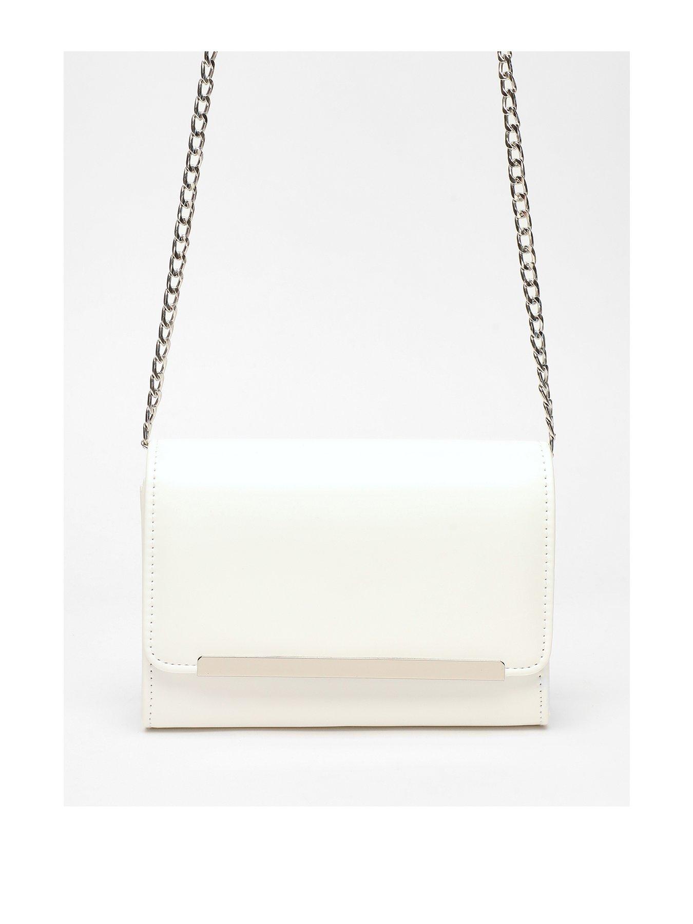 Image 1 of 5 of Quiz White Faux Leather Chain Bag
