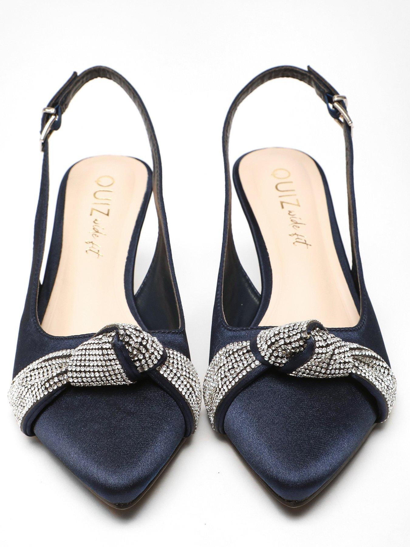 Navy slingback shoes wide fitting best sale