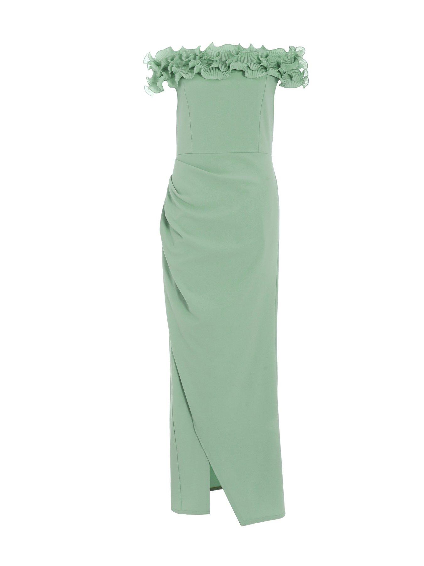 slim fit dress slacks BABARONI Chiffon Dusty Sage Junior Bridesmaid Dresses A-line  Off-the-shoulder Floor-length Sleeveless – BABARONI UK main image 0