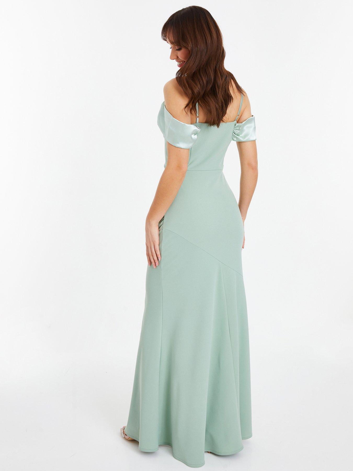 Quiz Sage Satin Drop Shoulder Maxi Dress | Very