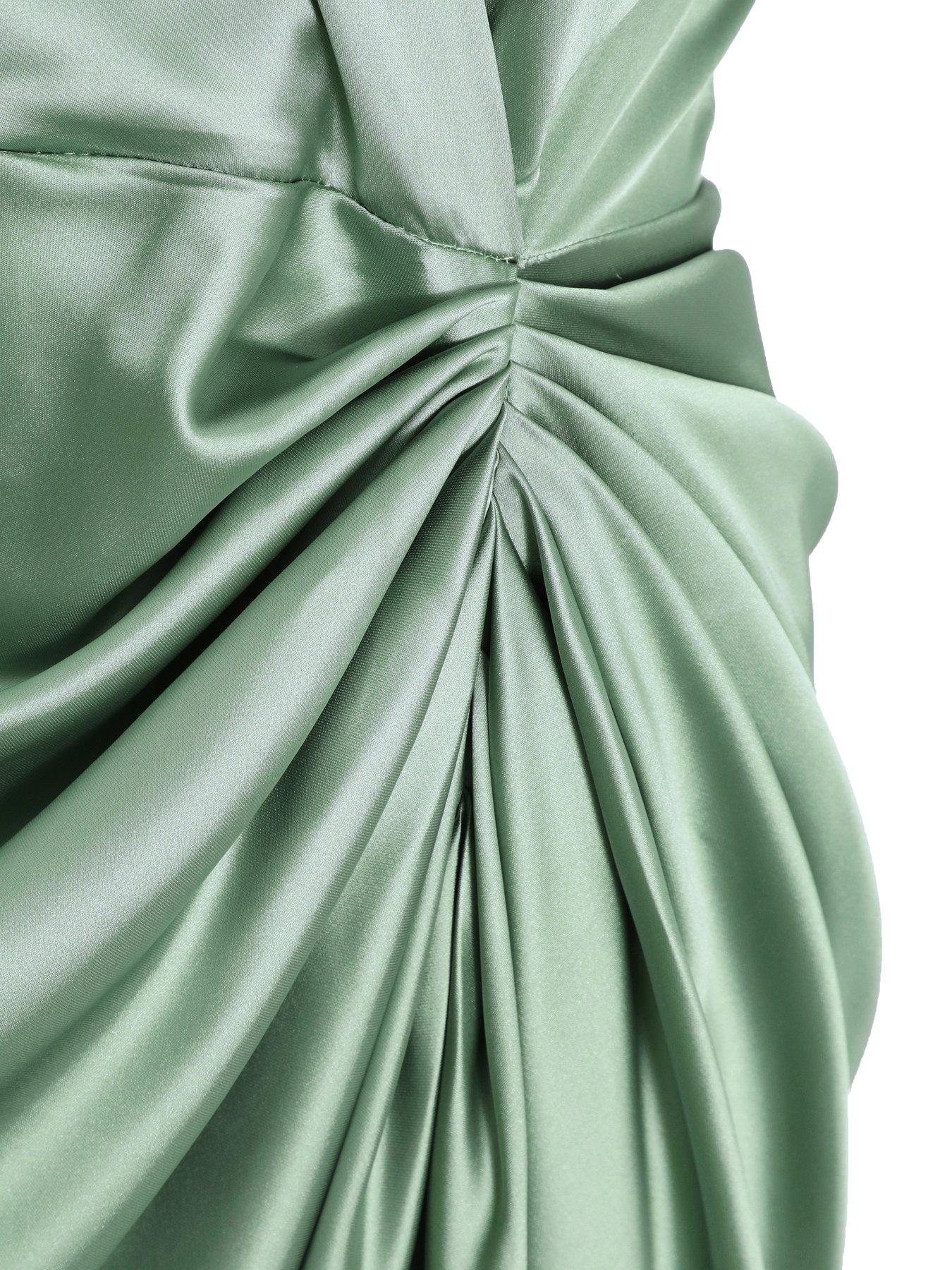 Quiz Sage Satin Ruched Wrap Midi Dress | Very