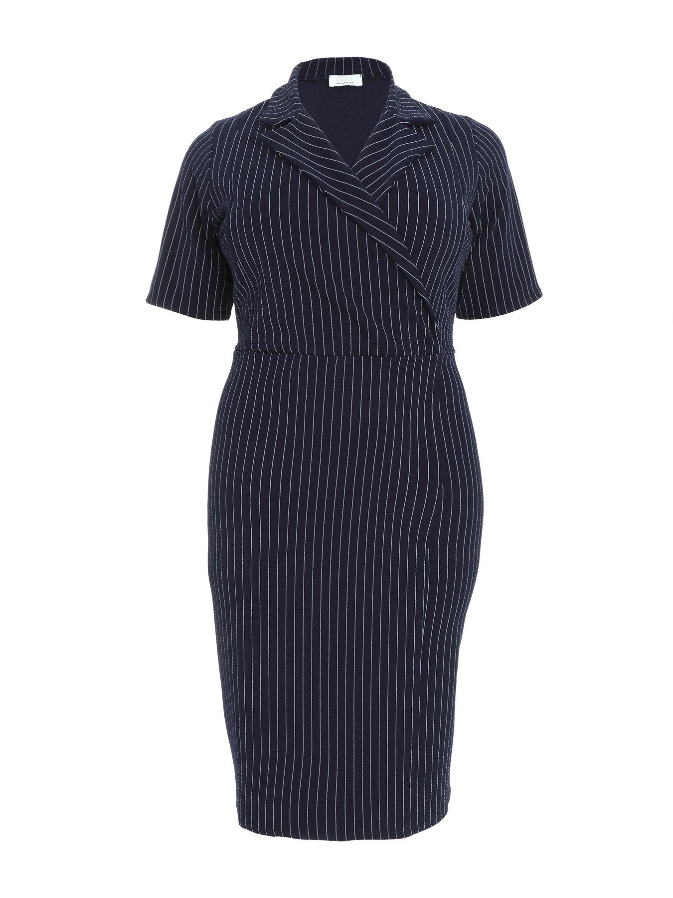 Quiz Curve Navy Pinstripe Midi Blazer Dress Very