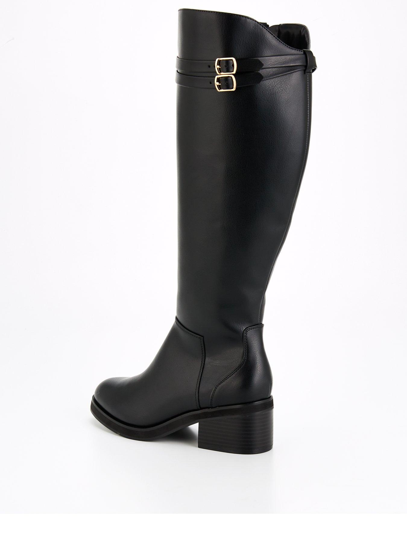 V by Very Wide Fit with Wider Fitting Calf Knee Boot Black Very