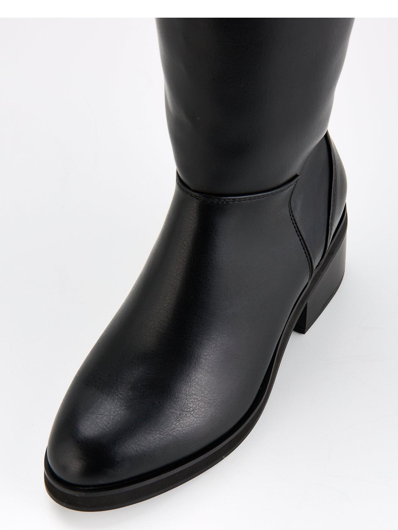 V by Very Wide Fit with Wider Fitting Calf Knee Boot Black Very