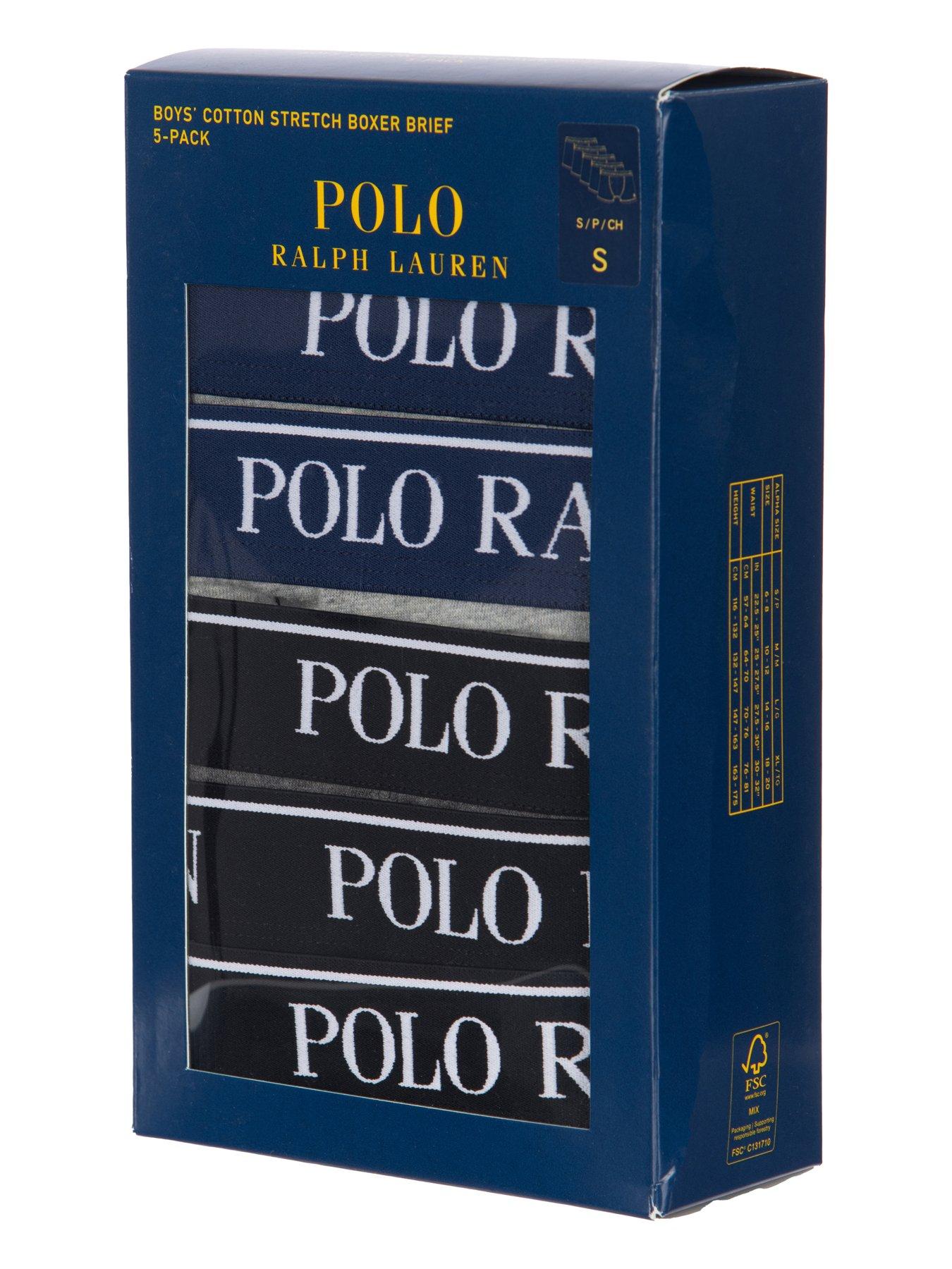 Ralph Lauren Boys 5 Pack Cotton Stretch Logo Boxers - Andover Heather ...