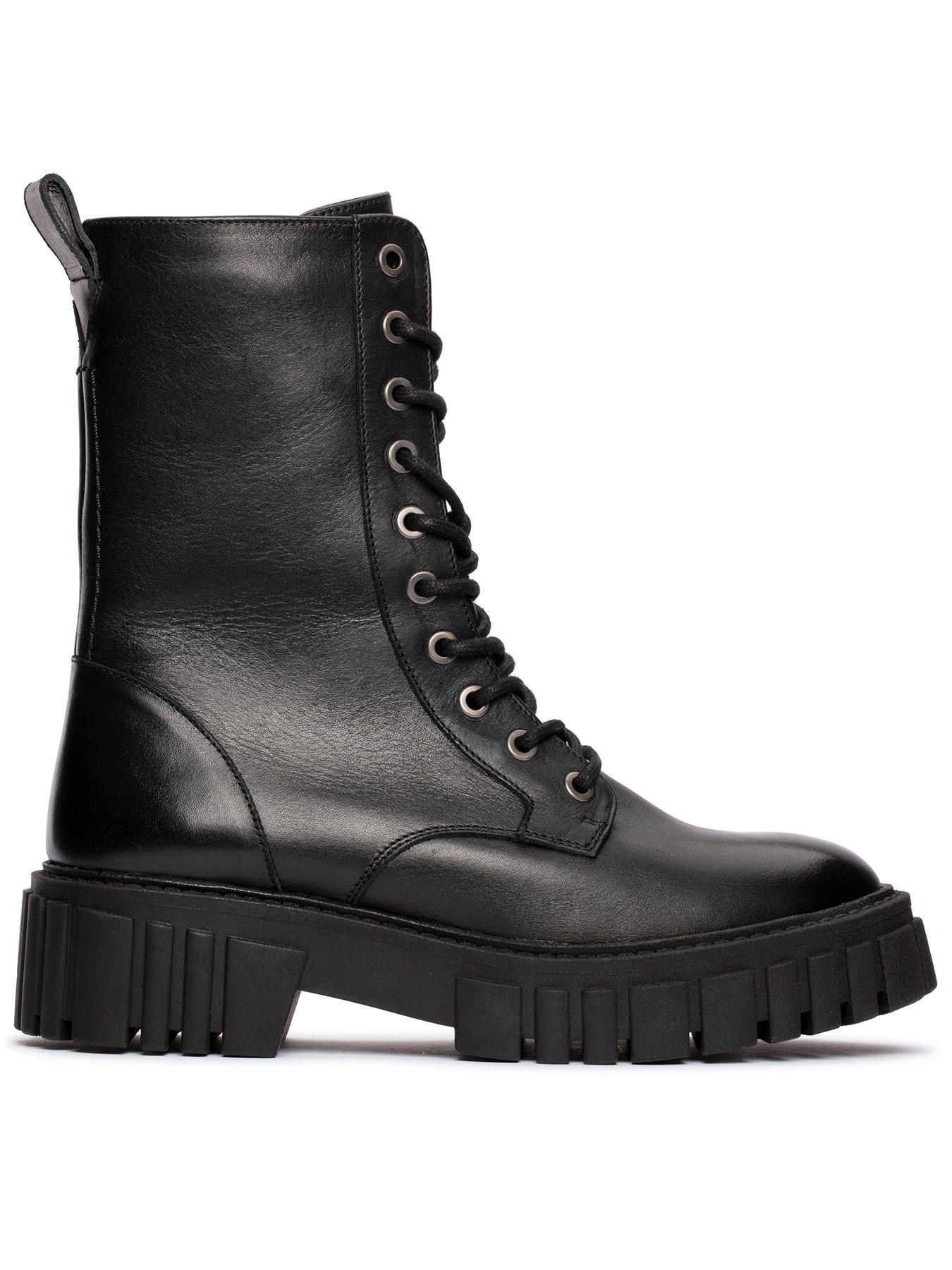 undefined Page Lace Leather Ankle Boot