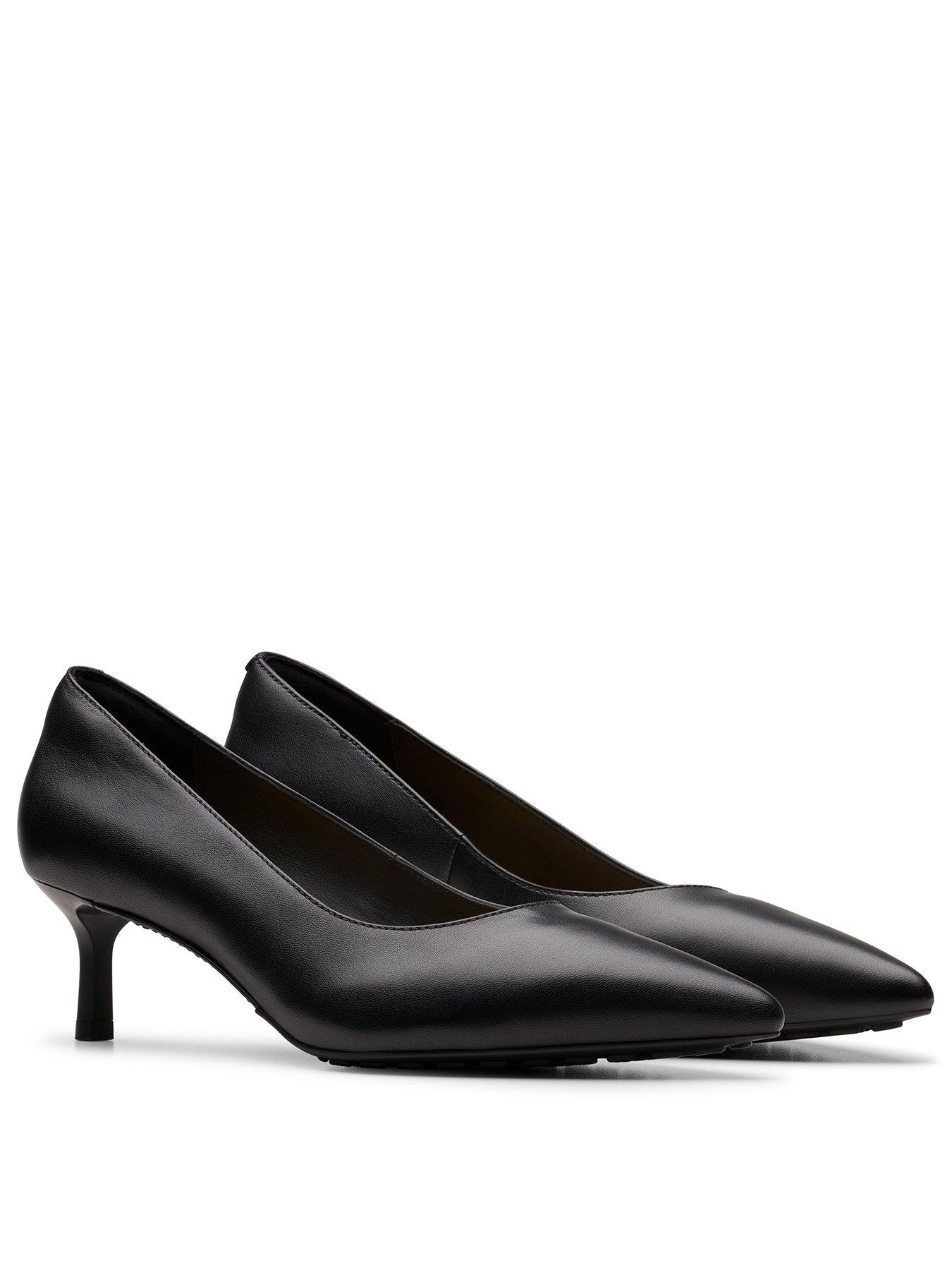 Image 2 of 7 of Clarks Adela Leather Court Heeled Shoe - Black