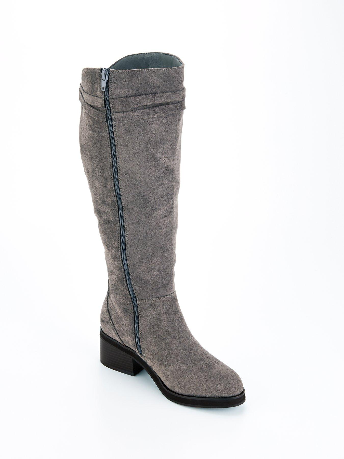 Knee Boots Grey Wide Width Boots V By Very Wide Fit With Wider - Main Image