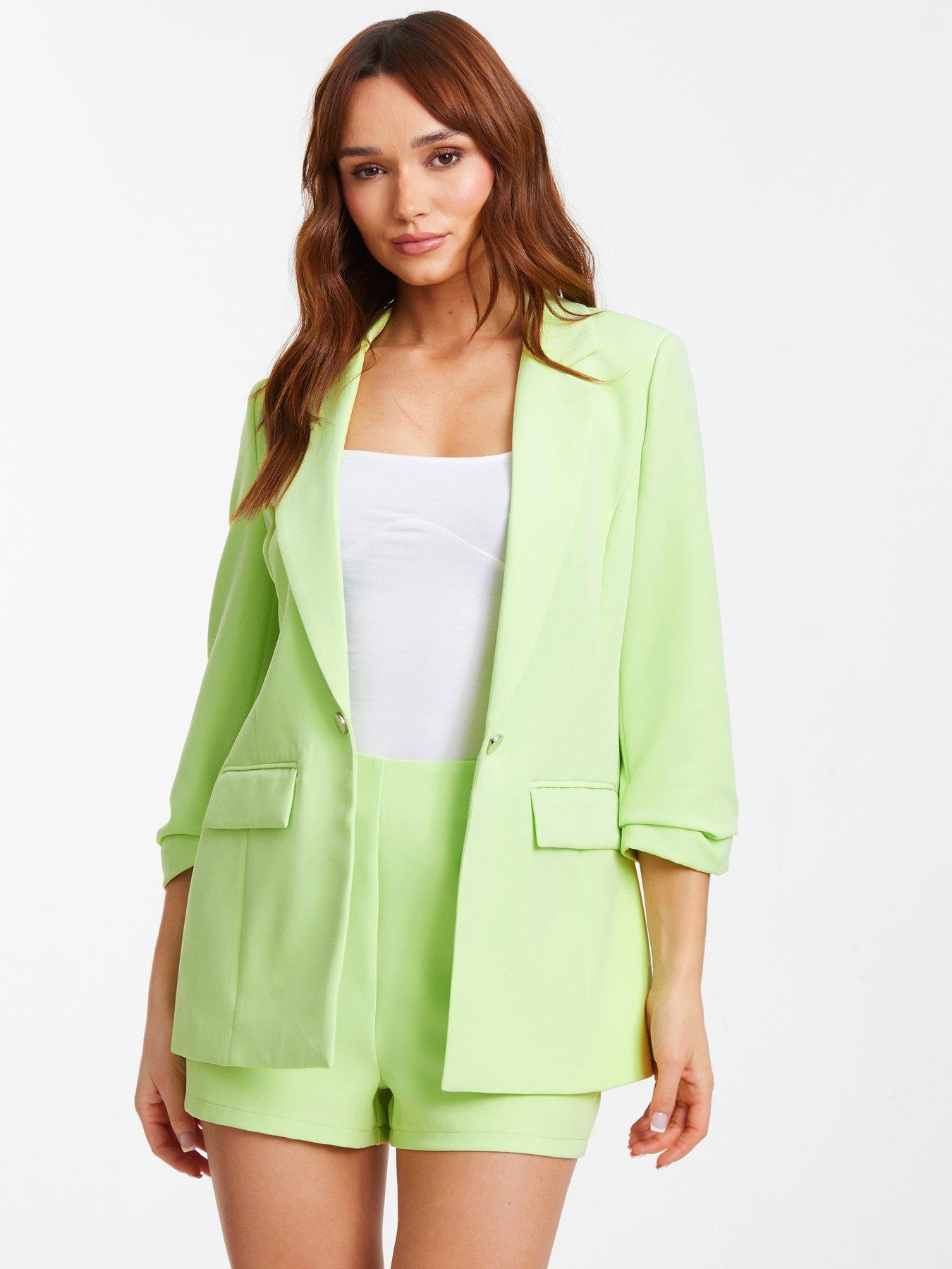 Quiz Lime Ruched Sleeve Blazer