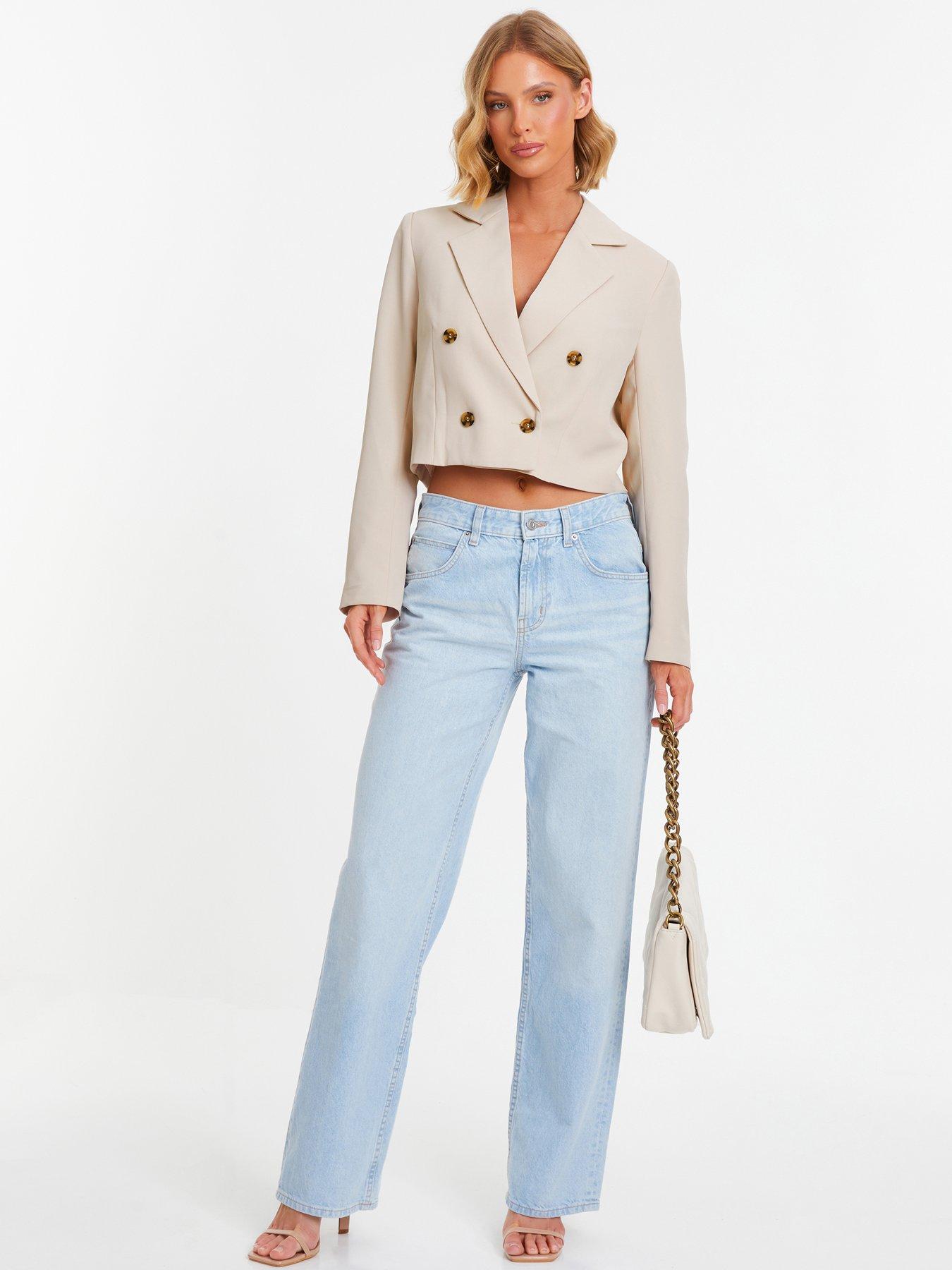 Quiz Stone Cropped Tailored Blazer