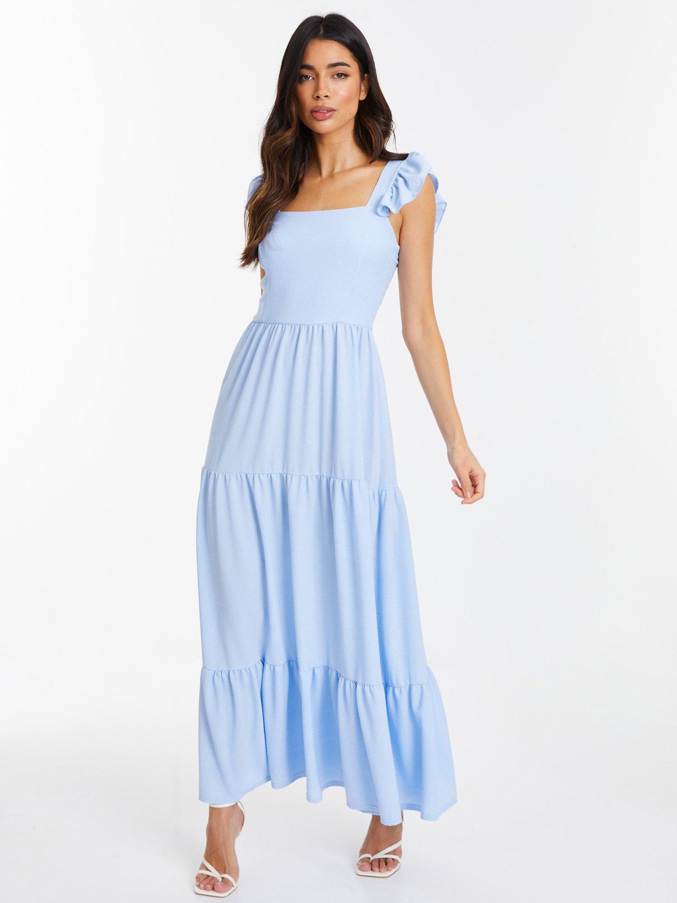 Quiz Light Blue Tiered Maxi Dress