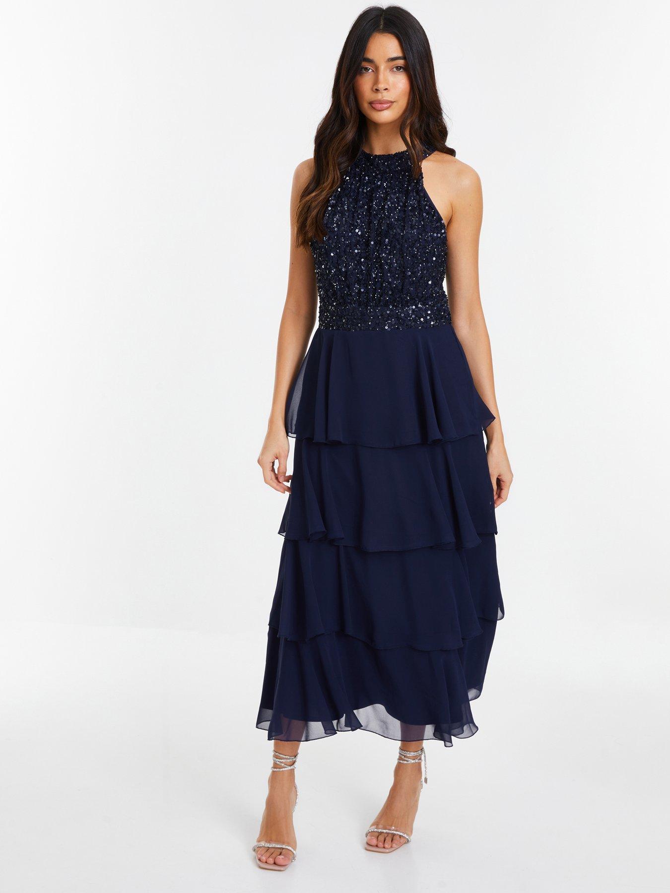 Quiz navy midi dress best sale