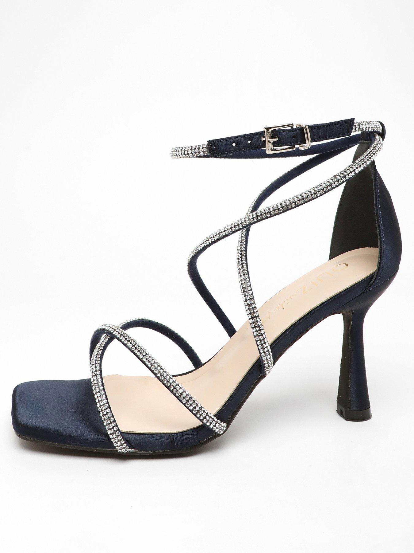 Quiz Navy Diamante Cross Strap High Heeled Sandals Very