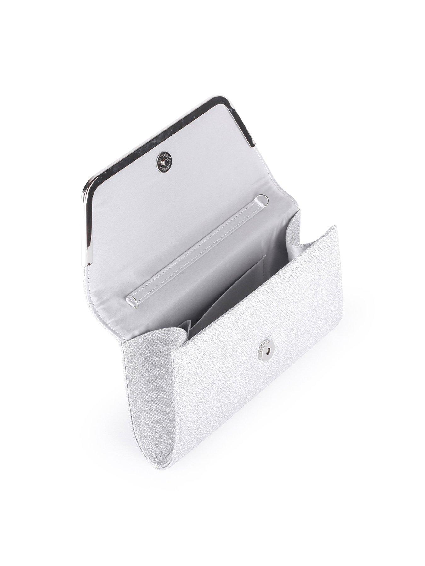 Image 3 of 3 of Paradox London Denise Glitter Mesh Clutch Bag - Silver