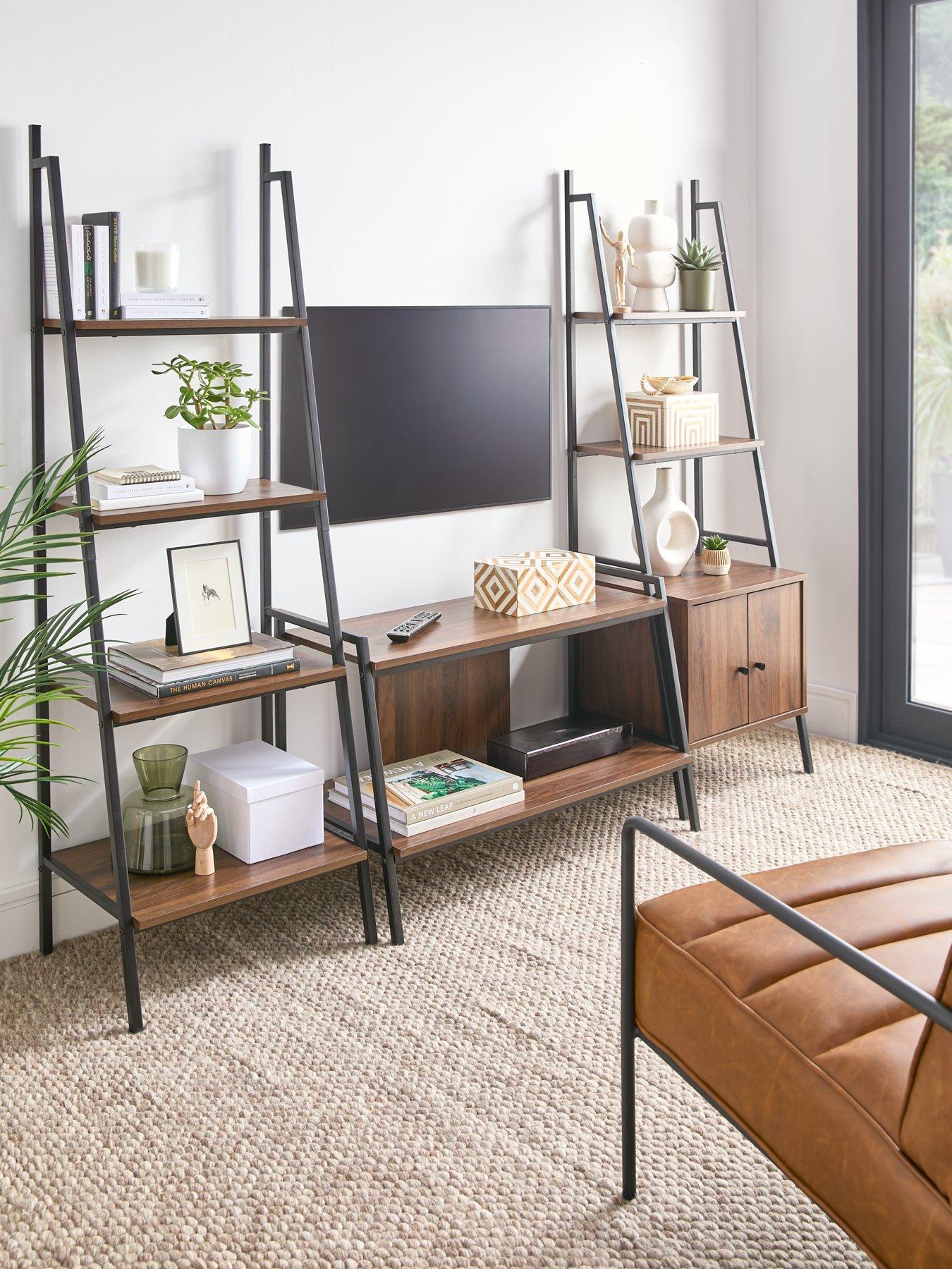 Product photograph of Very Home Otis 3 Piece Furniture Set - 4 Tier Ladder Shelf 2 Door 3 Shelf Unit Tv Unit - Fits Up To 40 Inch Tv - Fsc Certified from very.co.uk