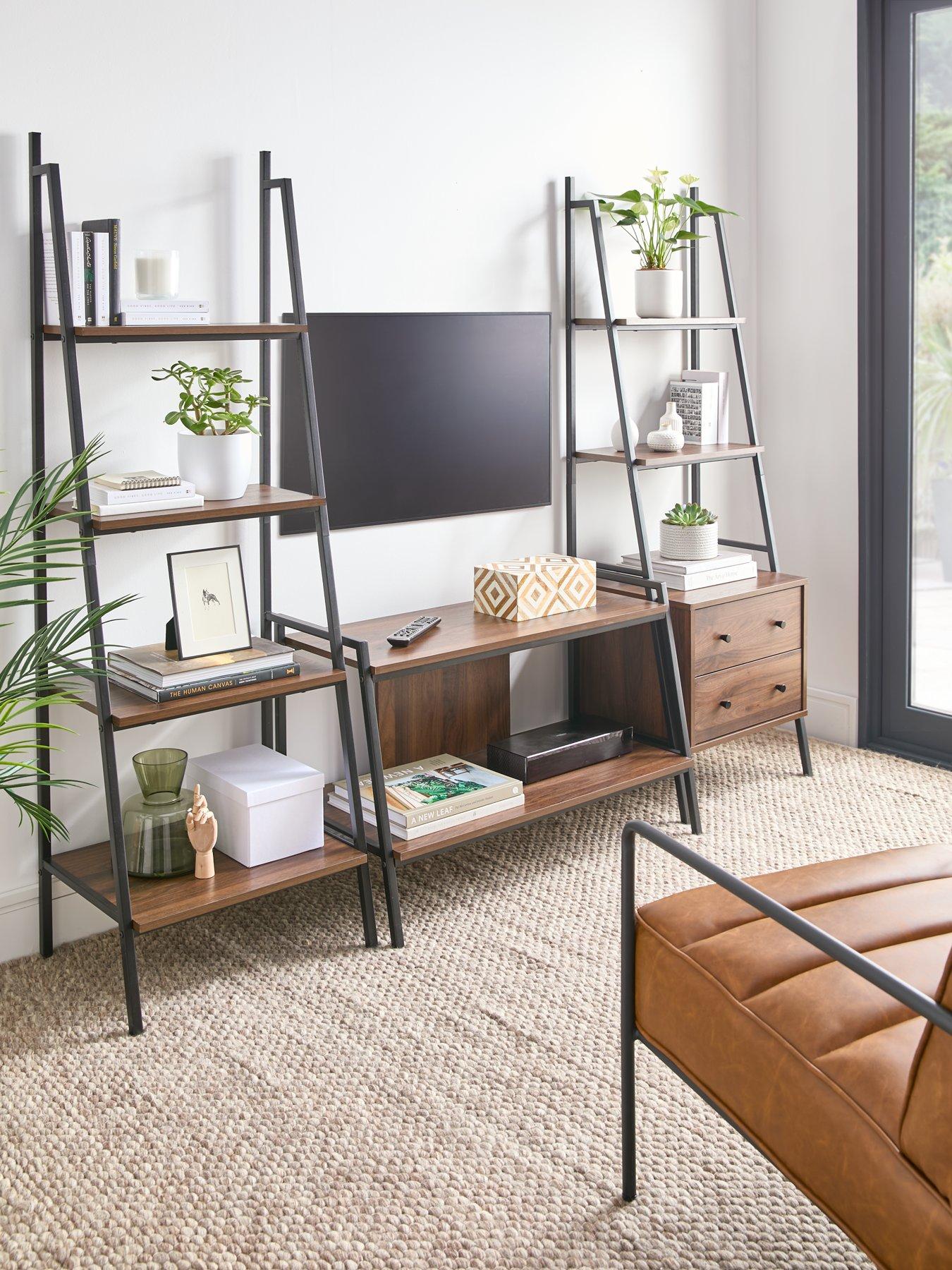 Product photograph of Very Home Otis 3 Piece Furniture Set - 4 Tier Ladder Shelf 2 Drawer 3 Shelf Unit Tv Unit - Fits Up To 40 Inch Tv - Fsc Certified from very.co.uk