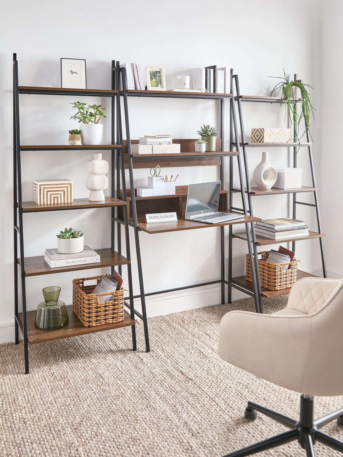 undefined Otis 3 Piece Furniture Set - Pair of 5 Tier Ladder Shelf Units + Desk - FSC Certified