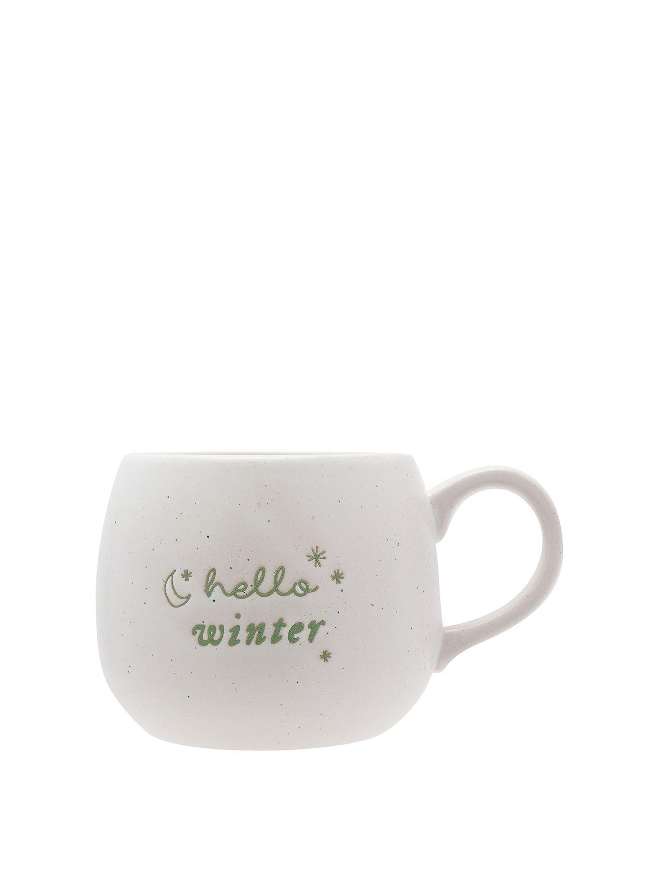 Product photograph of Very Home White Speckled Christmas Mug Ndash Hello Winter from very.co.uk