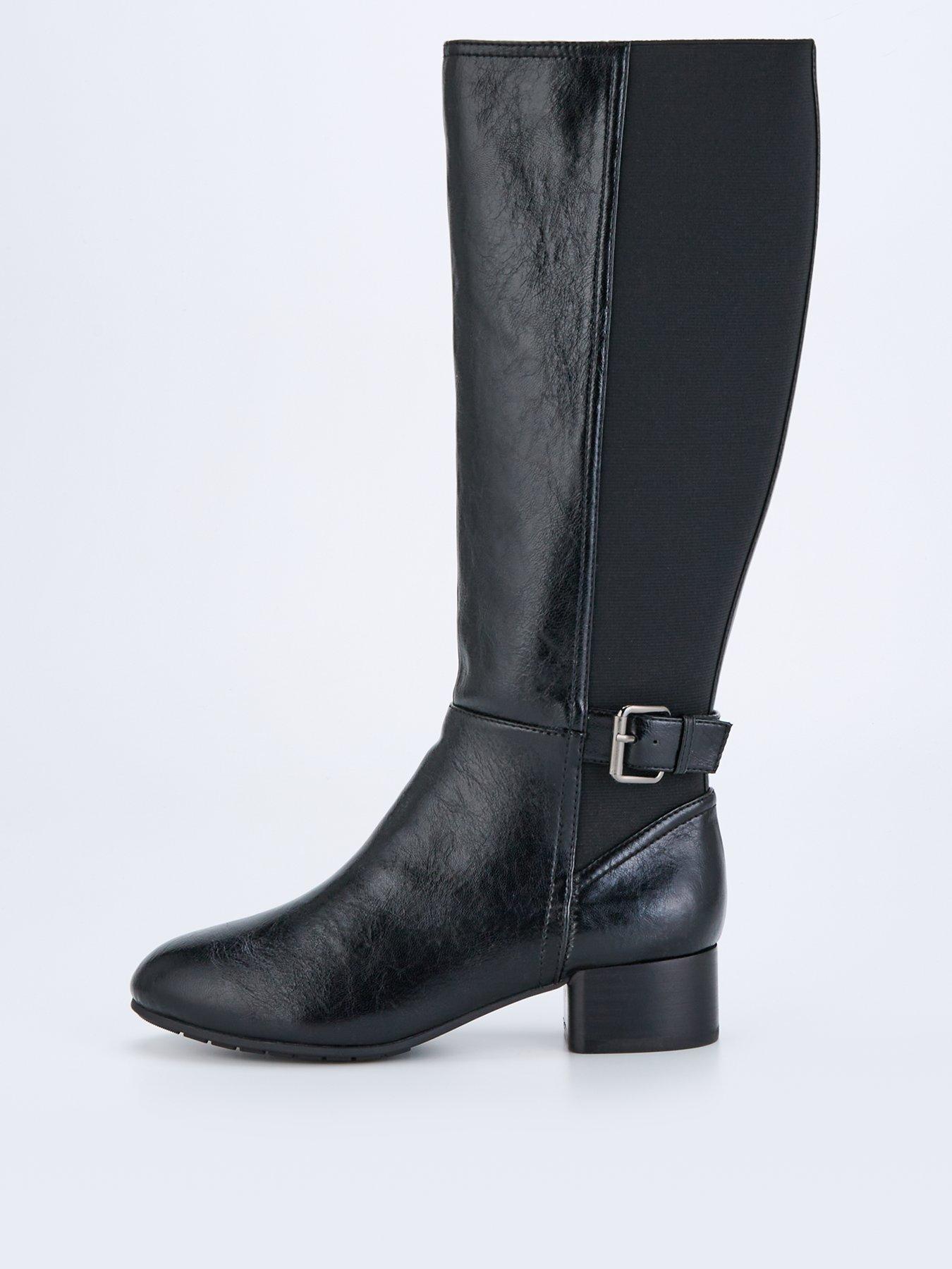 Knee high boots with elastic panel best sale