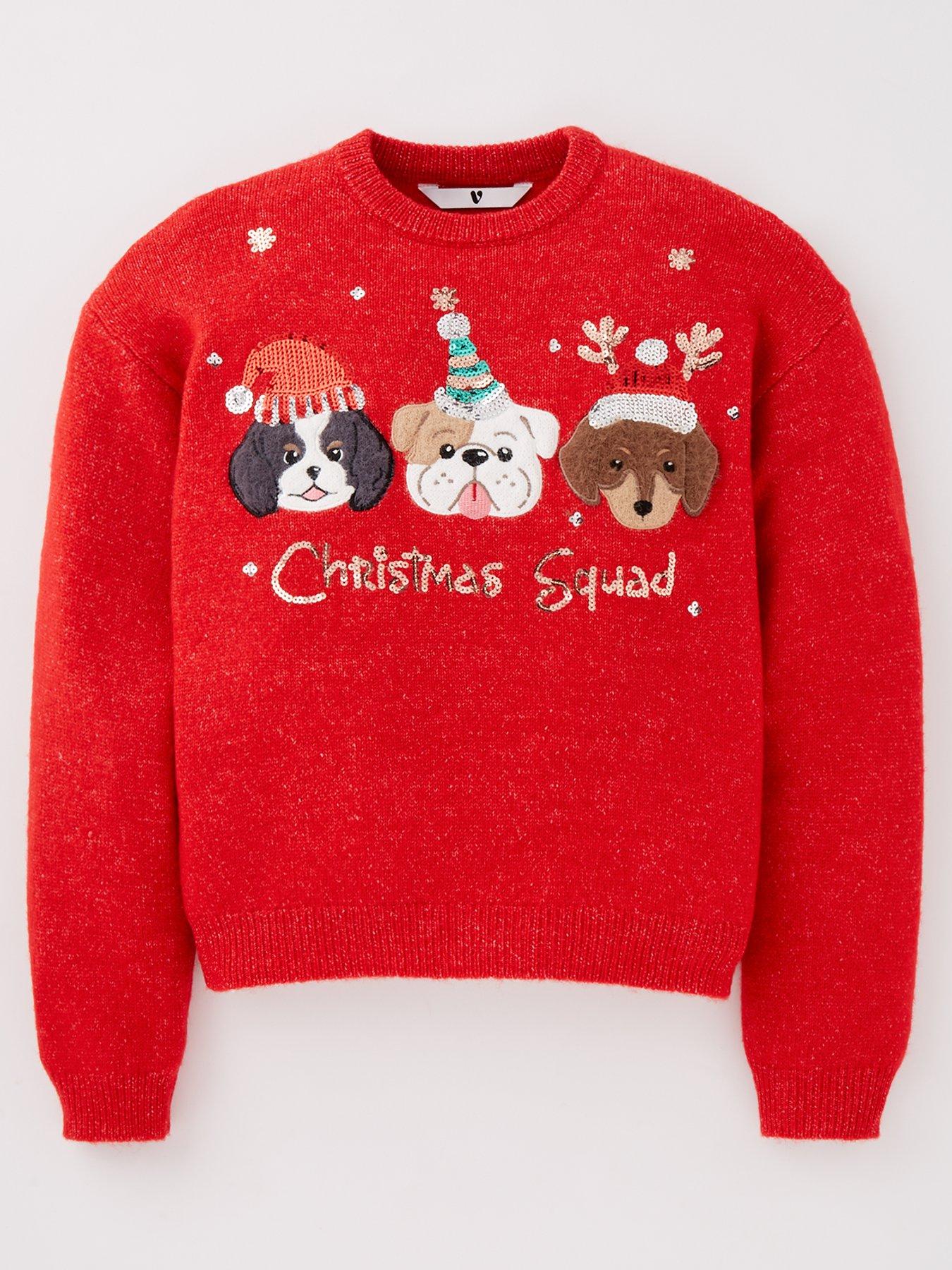 V by Very Girls Christmas Dogs Knitted Jumper Very