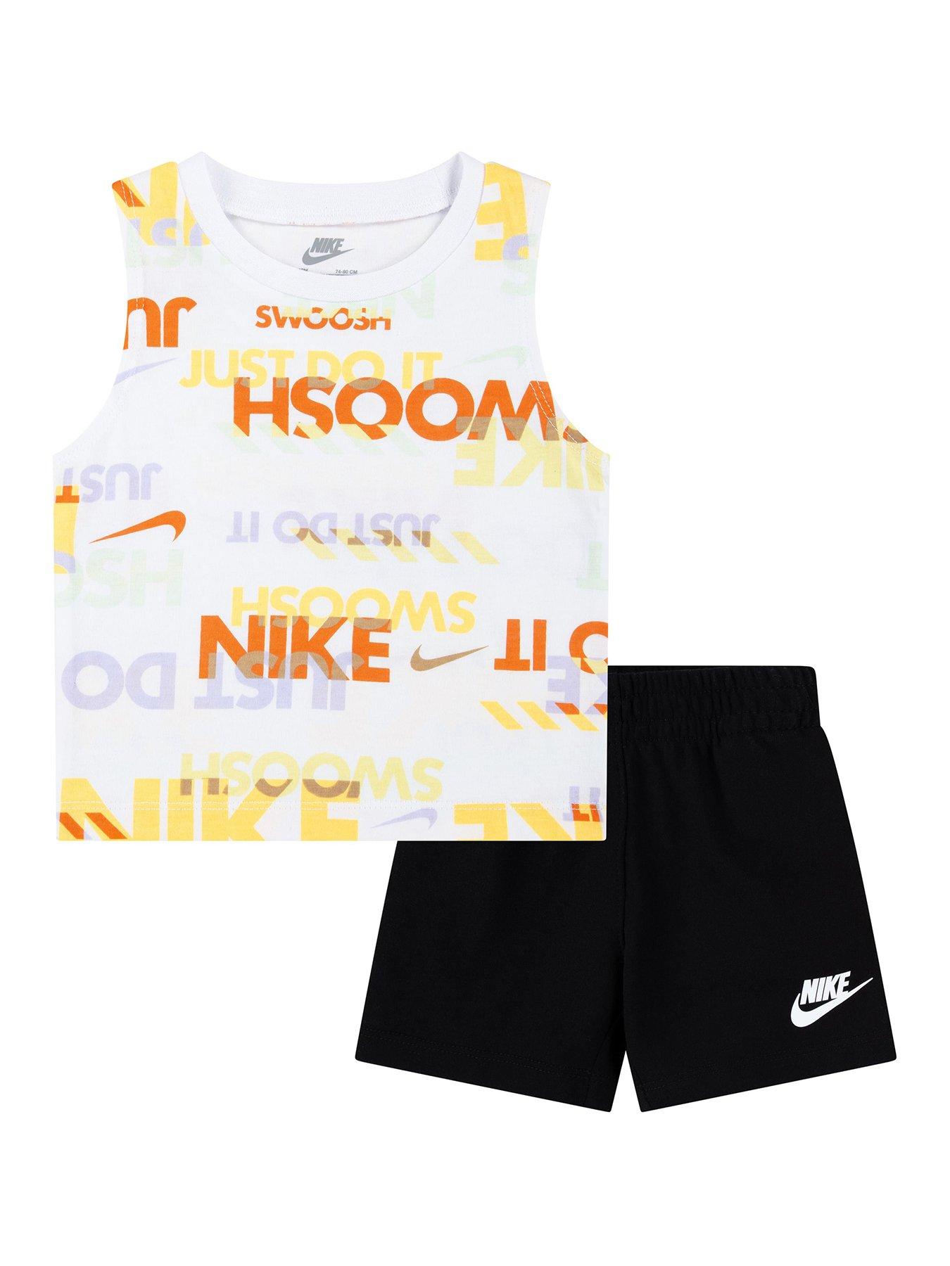 Nike Kids Boys Print Tank And Shorts Set Black Very