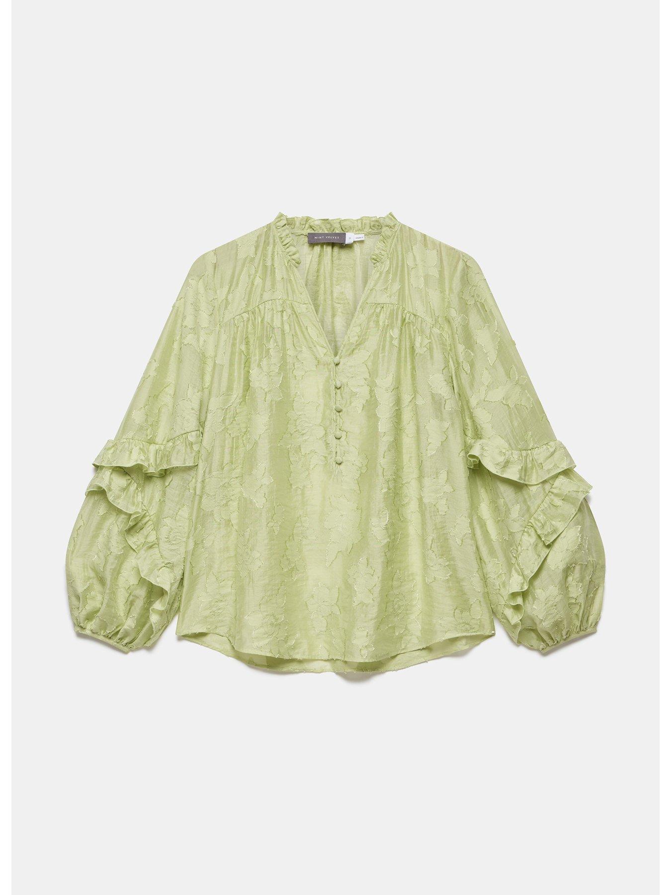 mint velvet pink floral jacquard blouse