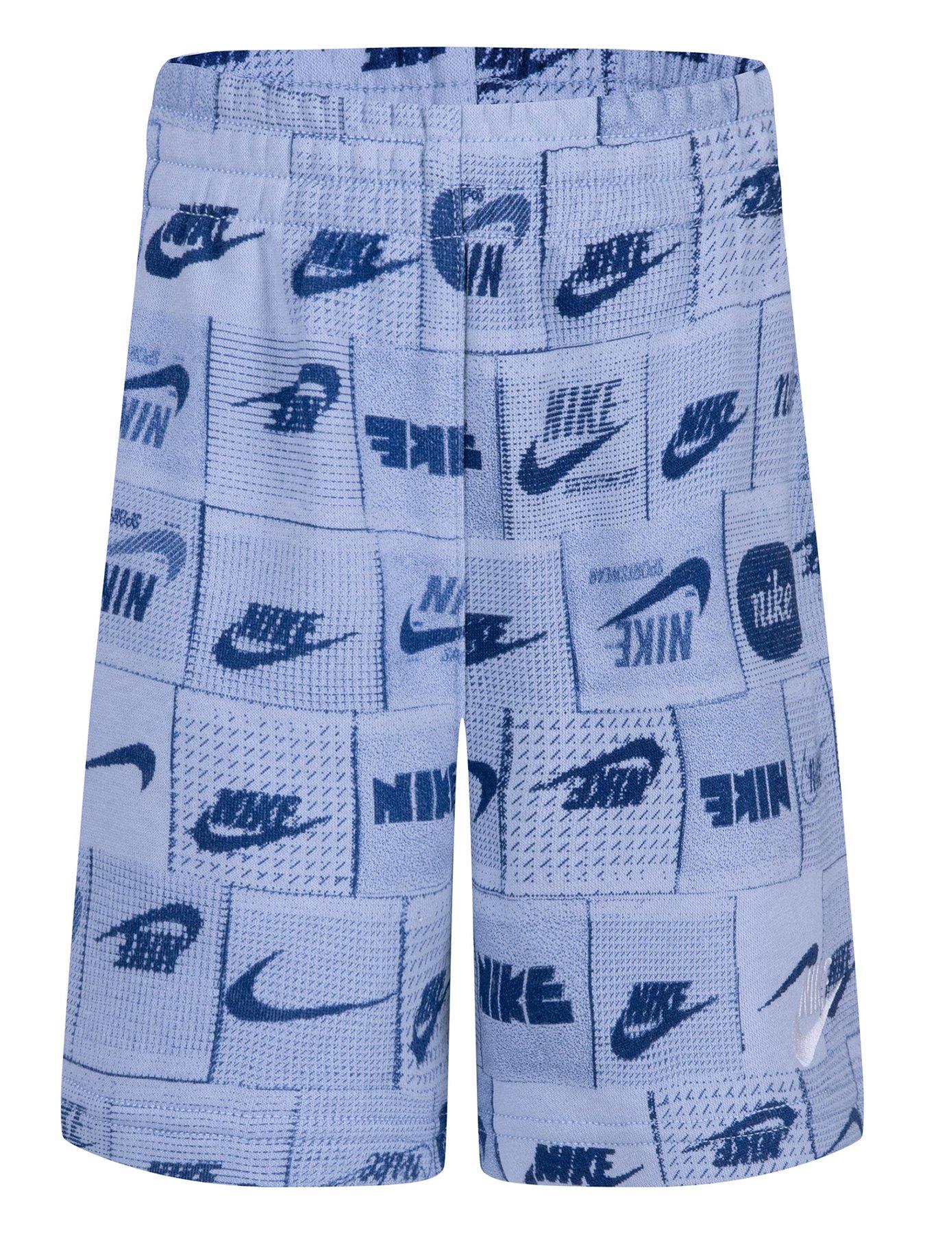 Nike Kids Boys Club All Over Print Shorts - Blue | Very.co.uk