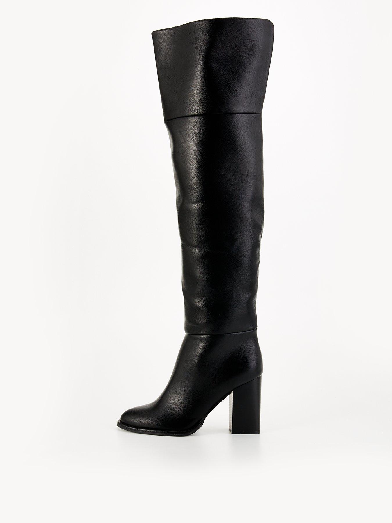 V By Very Over The Knee Block Heel Boot - Black