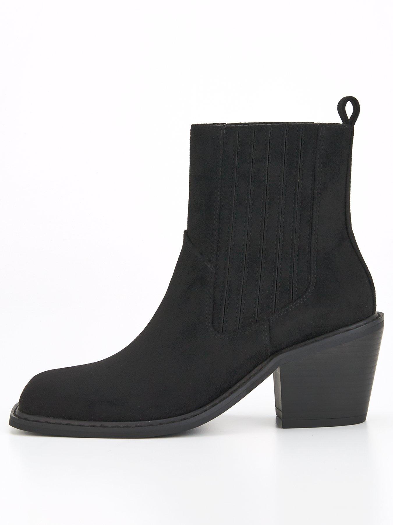 undefined Western Square Toe Ankle Boot - Black