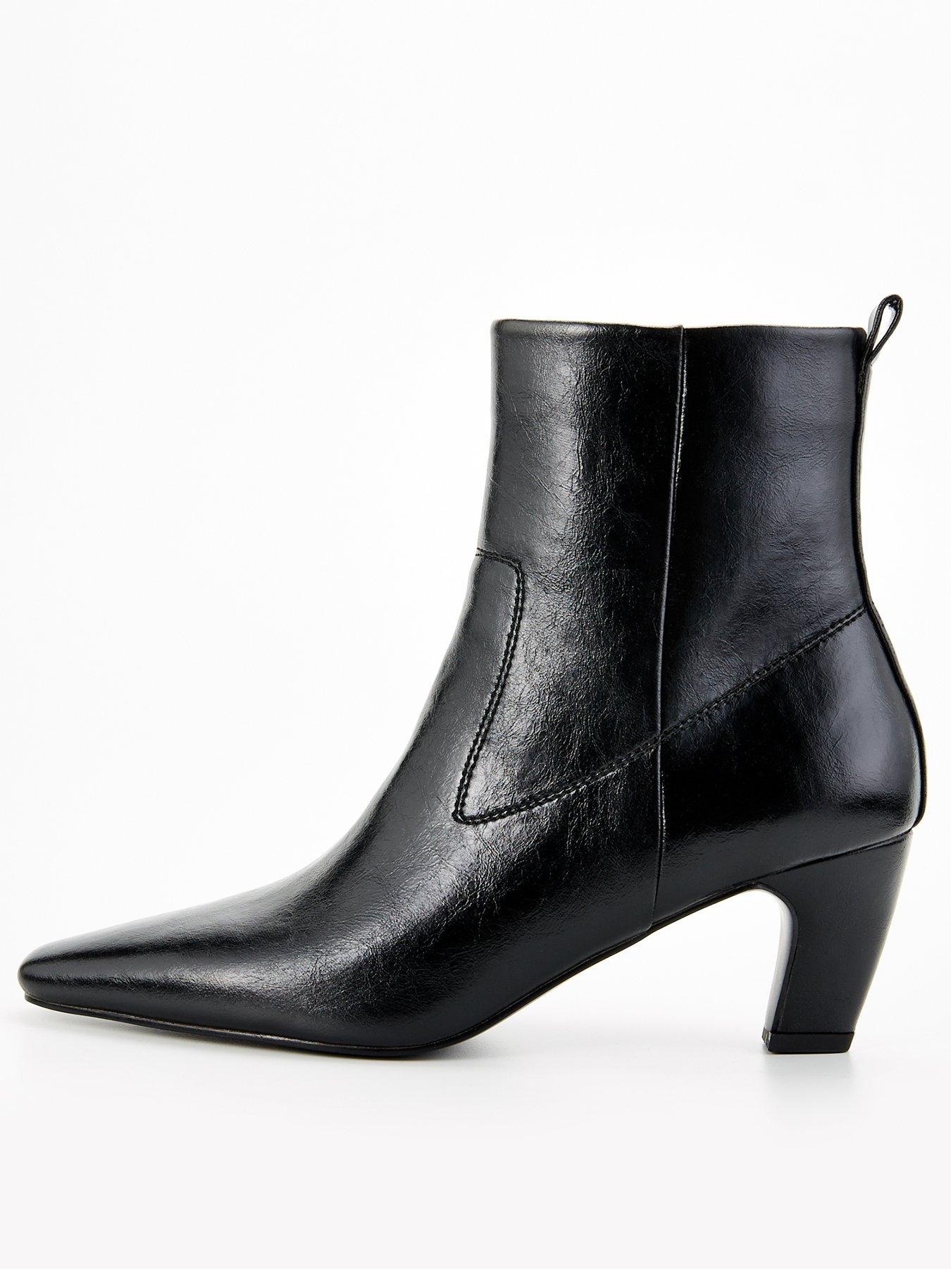 V by Very Point Toe Ankle Boot with Crinkle Pu Black Very