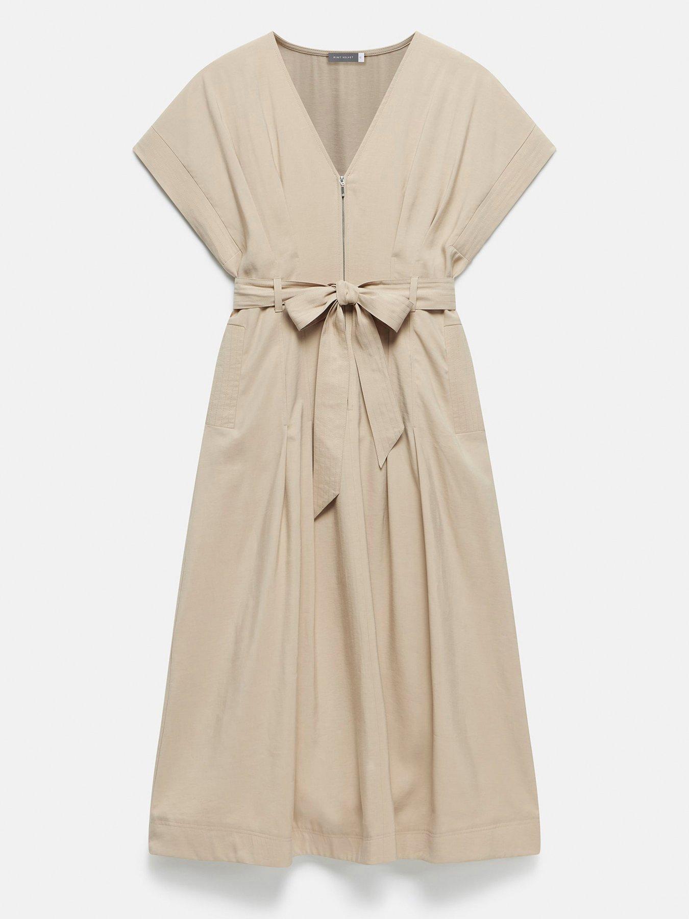 Mint Velvet Zip Front Belted Midi Dress | Very.co.uk