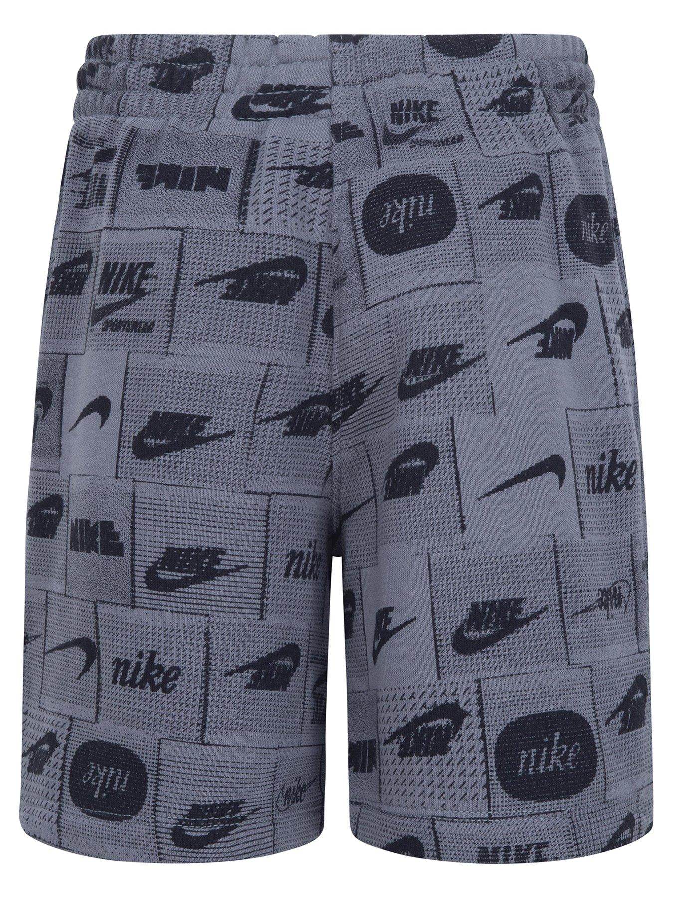 Nike Kids Boys Club All Over Print Shorts - Grey | Very.co.uk