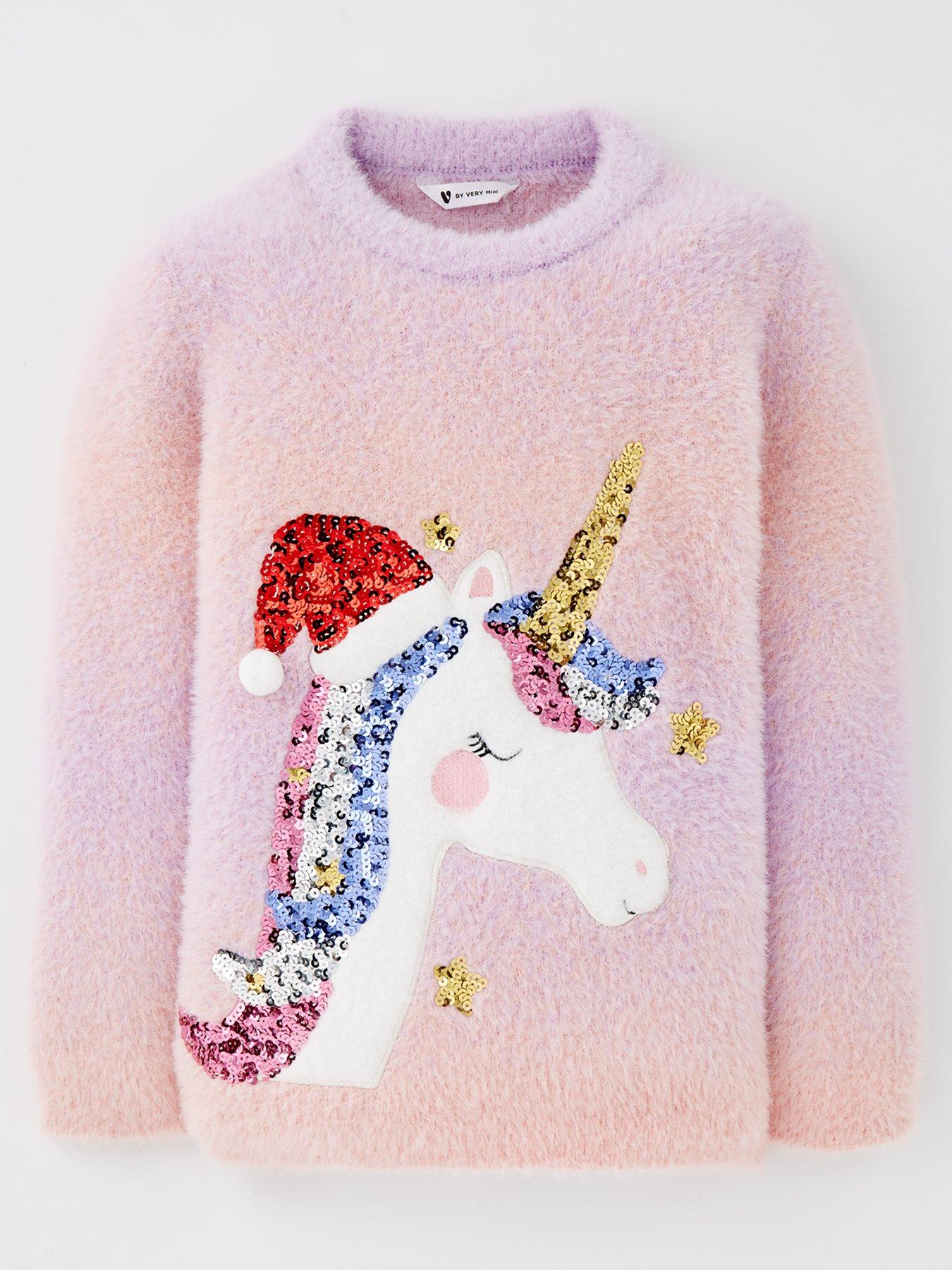 Girls Christmas Unicorn Jumper